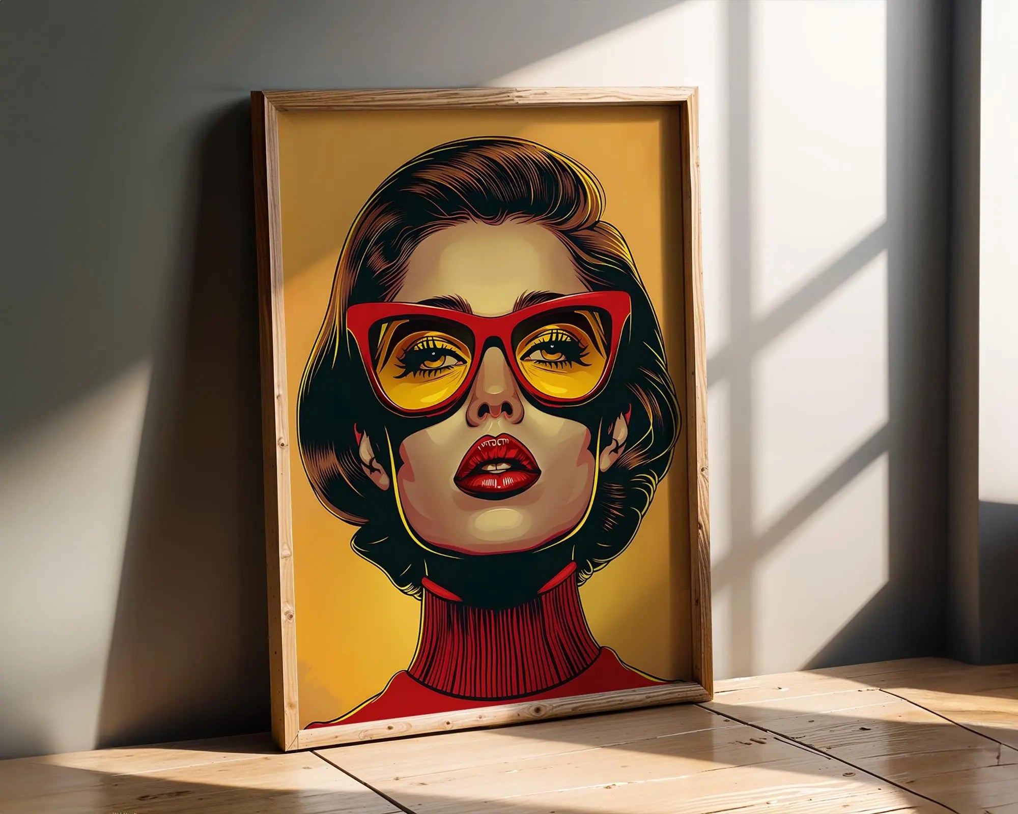 Modern Pop Art | Woman Portrait | Red Glasses, Mid-Century Fashion Print wall art print, modern home decor, unframed artwork by Nomad & Nest