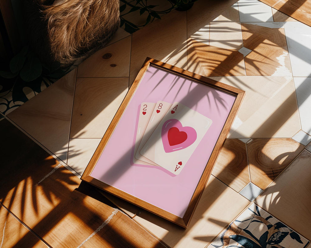 Modern Pop Art | Ace of Hearts Print | Pink Card Deck Poster, Valentine's Decor wall art print, modern home decor, unframed artwork by Nomad & Nest