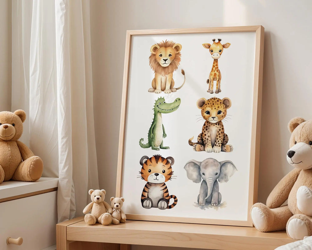 Playroom Ideas | Safari Animal Nursery Wall Art | Baby Jungle Prints wall art print, modern home decor, unframed artwork by Nomad & Nest