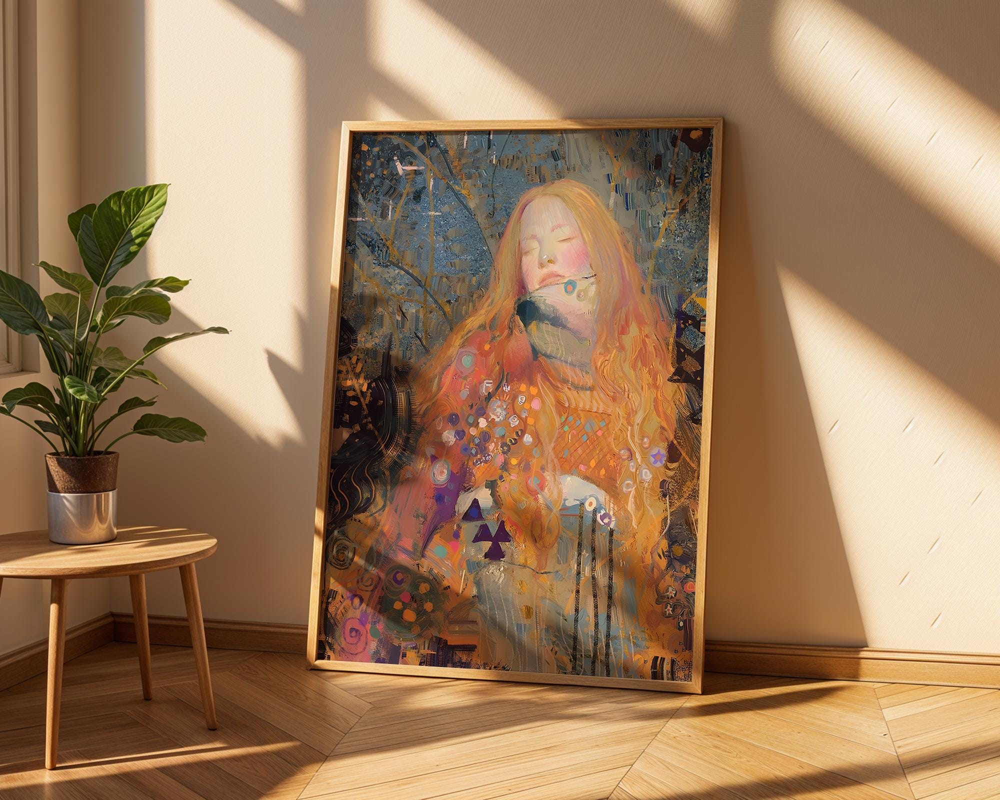 Redhead Woman Art Print | Dreamy Abstract Portrait, Autumn Colors wall art print, modern home decor, unframed artwork by Nomad & Nest