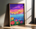Modern Pop Art | Tulip Sunset Landscape  Print | Colorful Ocean Scene, Coastal Home Decor wall art print, modern home decor, unframed artwork by Nomad & Nest