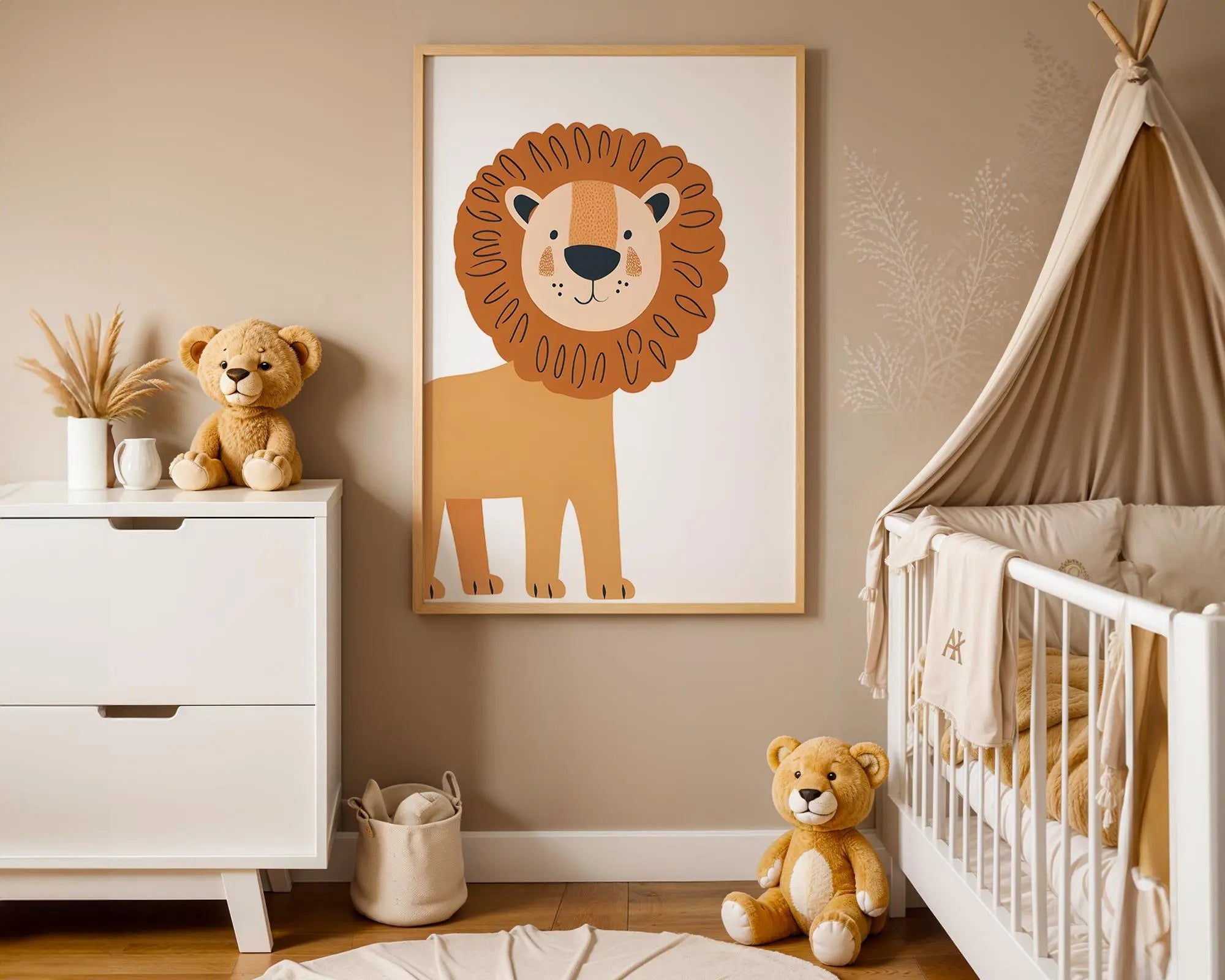 Playroom Ideas | Smiling Lion Nursery Wall Art | Safari Animal Baby Decor wall art print, modern home decor, unframed artwork by Nomad & Nest