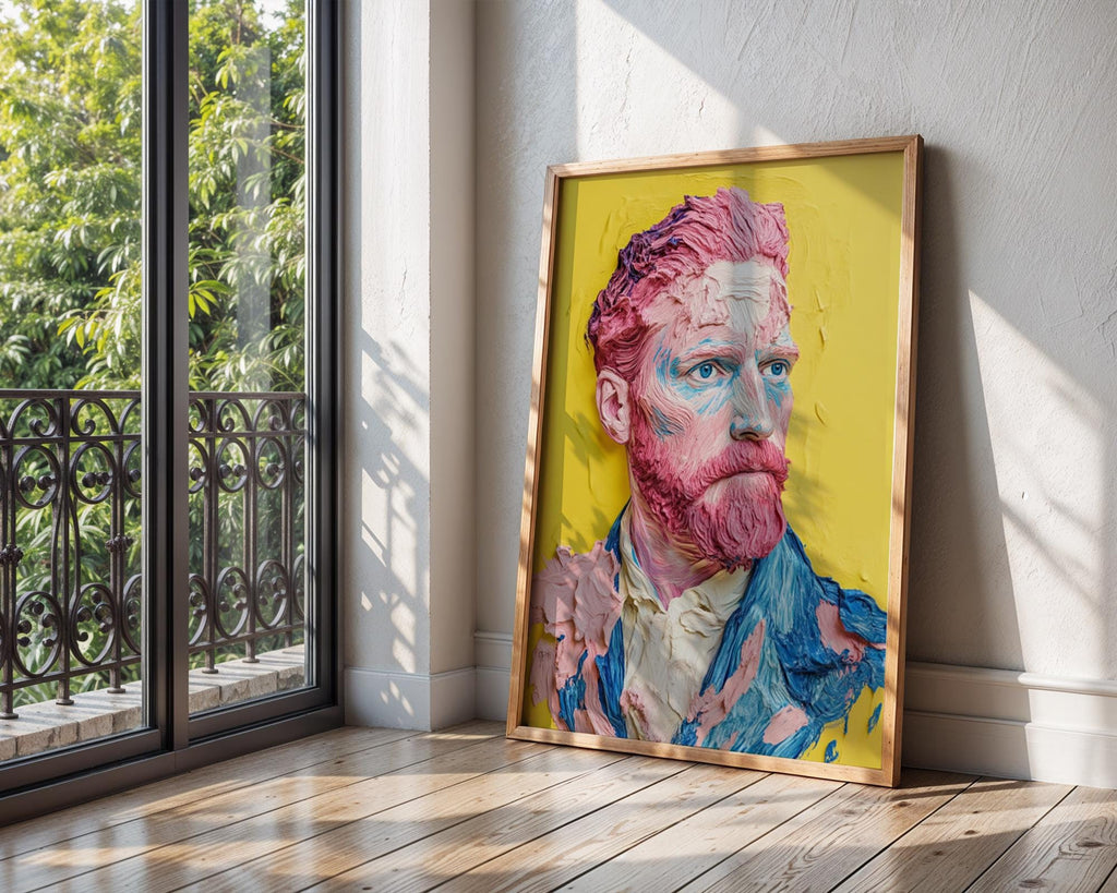 Pop Art Van Gogh Portrait | Pink & Blue Impasto Print wall art print, modern home decor, unframed artwork by Nomad & Nest