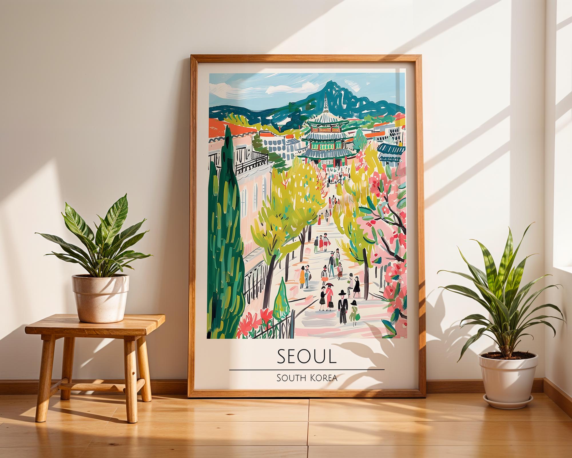 Seoul Cherry Blossom Art Print | South Korea Travel Poster wall art print, modern home decor, unframed artwork by Nomad & Nest