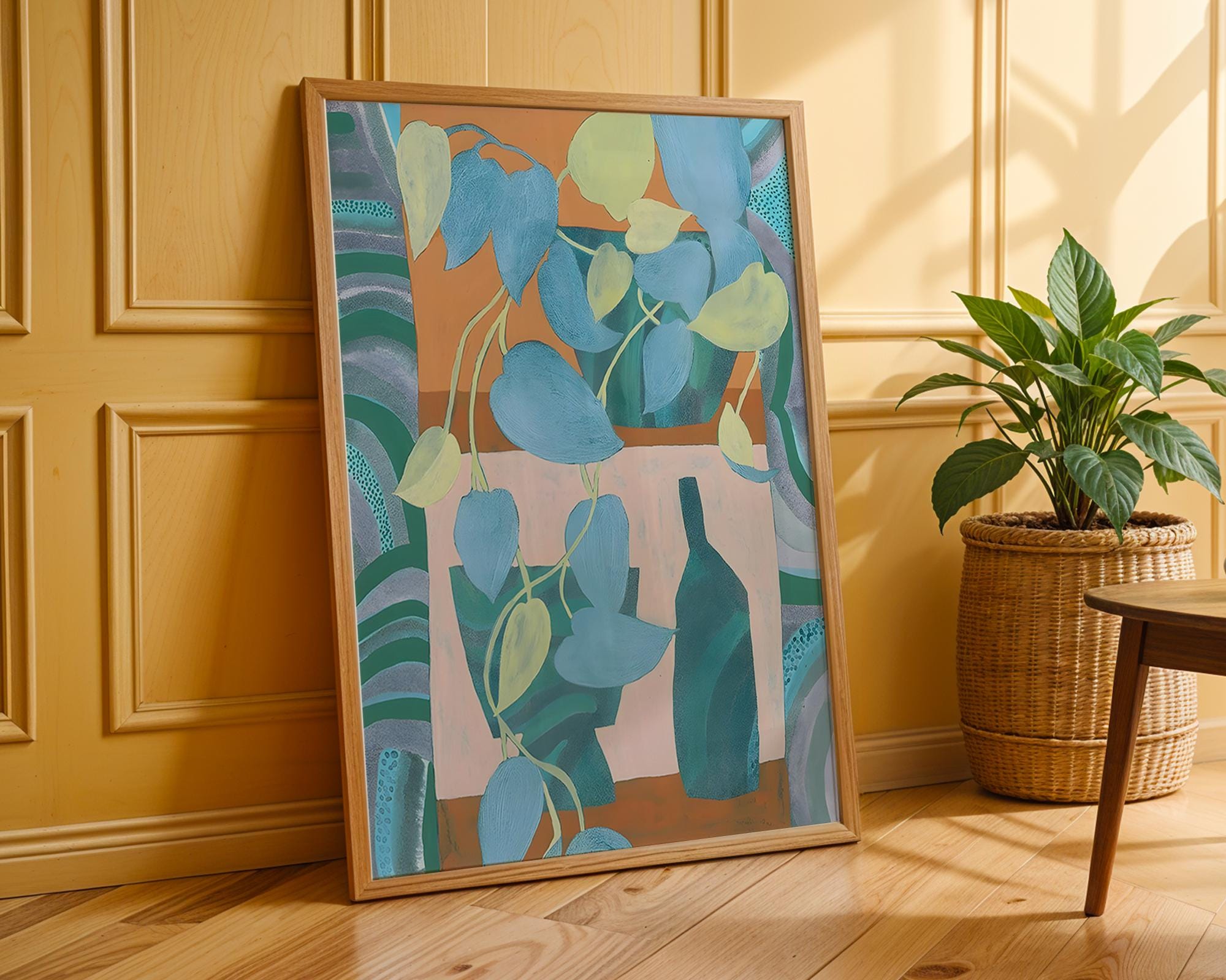 Blue Leaf Botanical Print | Modern Still Life Wall Art wall art print, modern home decor, unframed artwork by Nomad & Nest