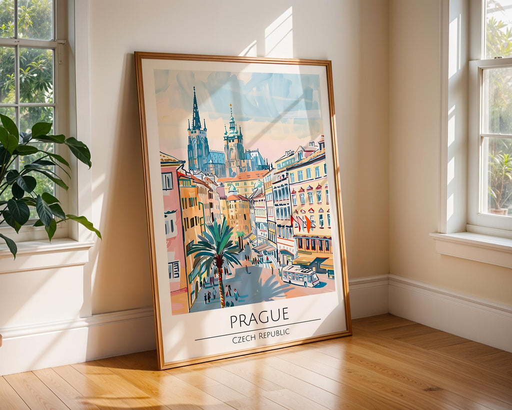 Prague Old Town Print | Gothic Cathedral Travel Poster wall art print, modern home decor, unframed artwork by Nomad & Nest