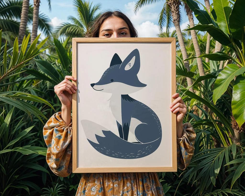 Blue Fox Nursery Print, Scandinavian Woodland Animal Poster wall art print, modern home decor, unframed artwork by Nomad & Nest