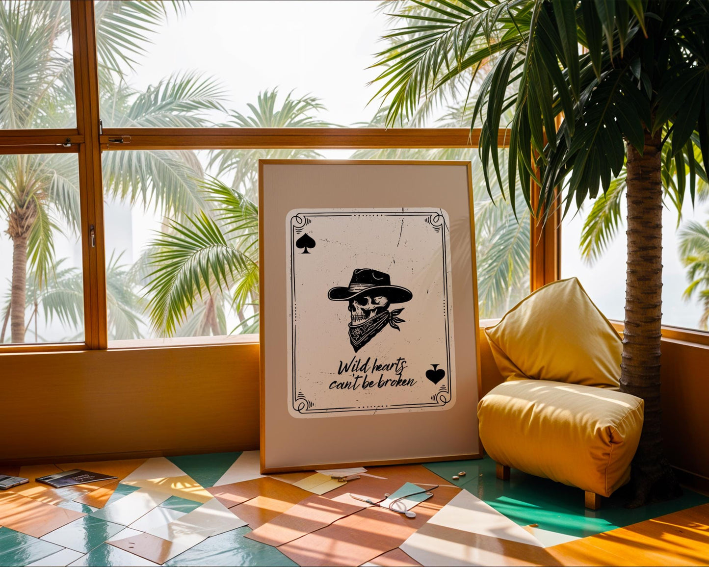 Skull Cowboy Card Print | Dark Western Art, Gothic Home Decor wall art print, modern home decor, unframed artwork by Nomad & Nest