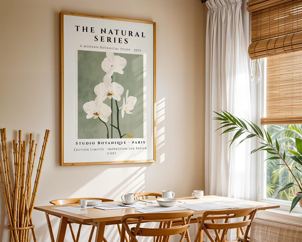 White Orchid Botanical Print | Minimal Floral Wall Art wall art print, modern home decor, unframed artwork by Nomad & Nest