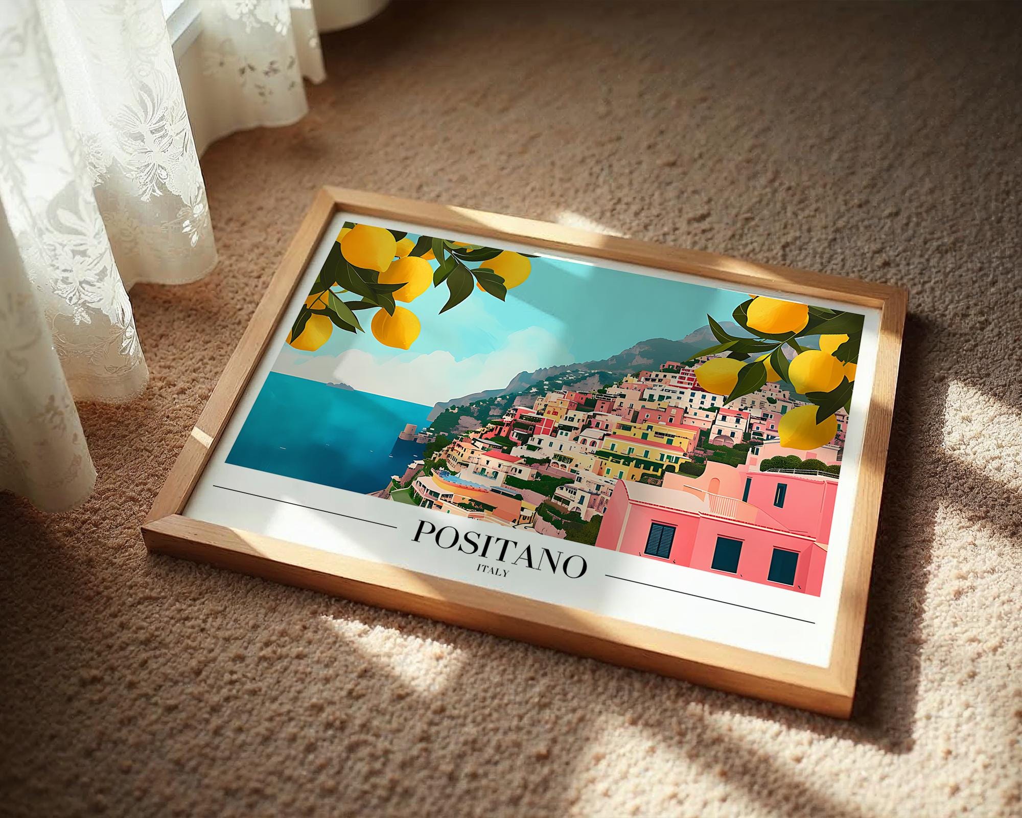 Positano Italy Print | Amalfi Coast, Lemon Tree Wall Art wall art print, modern home decor, unframed artwork by Nomad & Nest