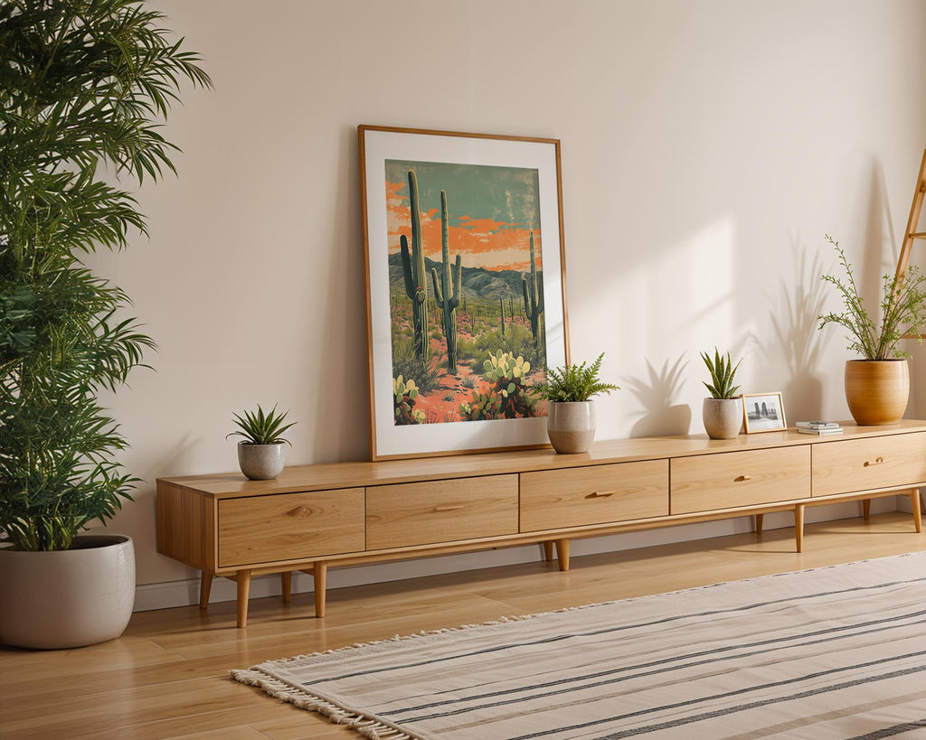 Modern Pop Art | Retro Cactus Print | Mid-Century Southwestern Desert wall art print, modern home decor, unframed artwork by Nomad & Nest
