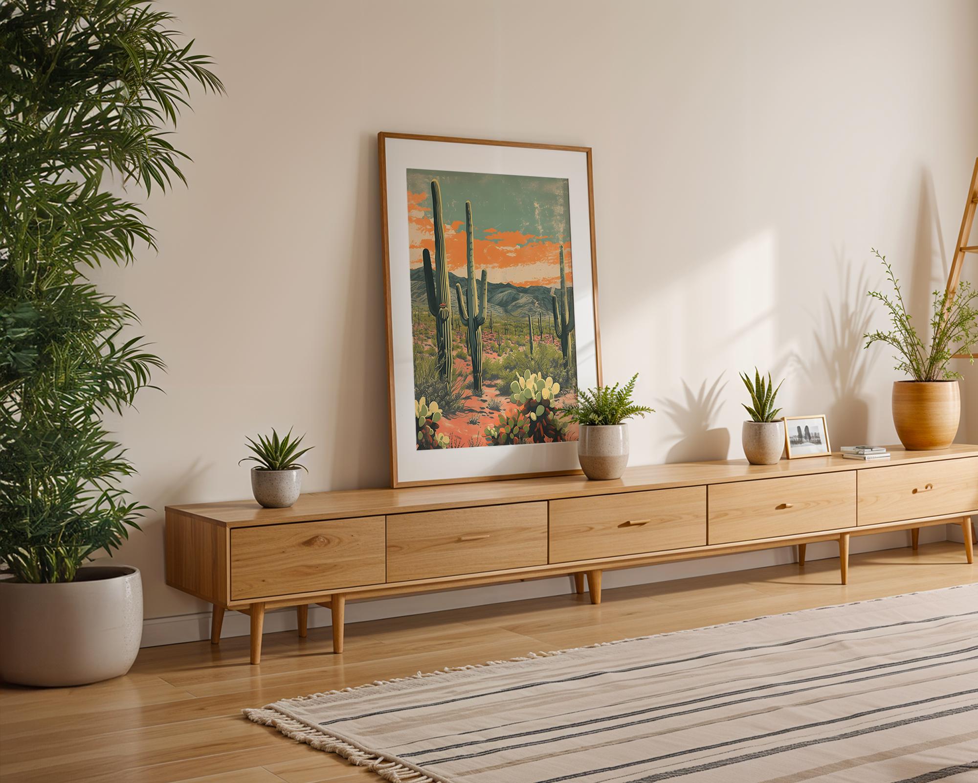 Modern Pop Art | Retro Cactus Print | Mid-Century Southwestern Desert wall art print, modern home decor, unframed artwork by Nomad & Nest