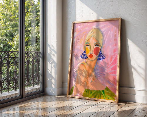 Colorful Woman Portrait Art Print | Modern Fashion Illustration wall art print, modern home decor, unframed artwork by Nomad & Nest