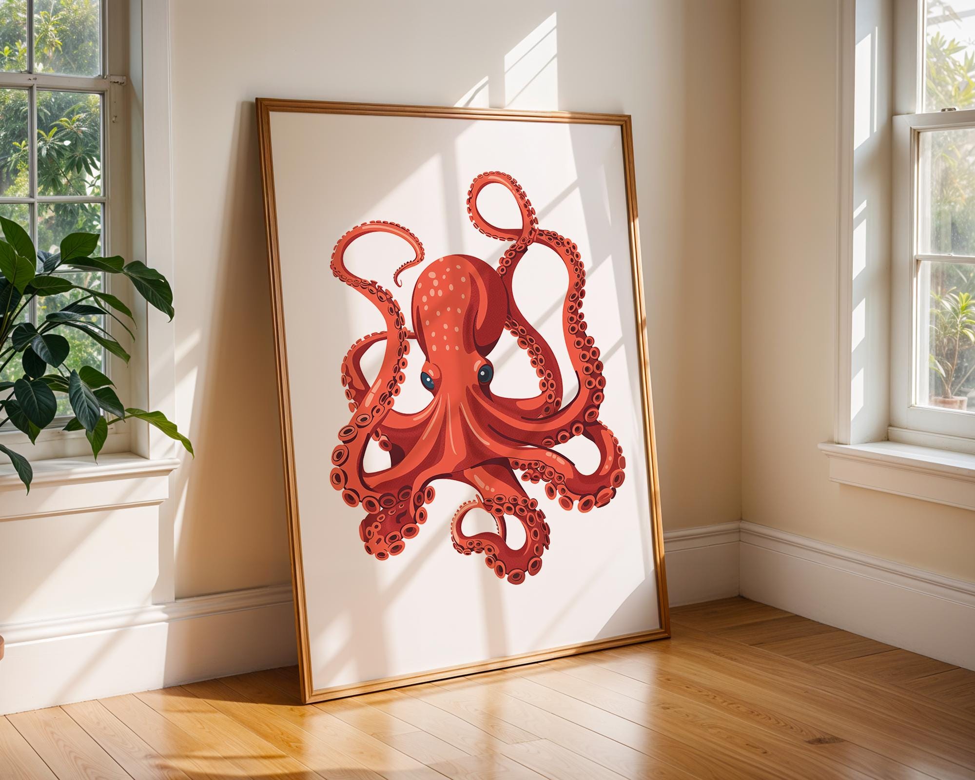 Orange Octopus Art Print | Modern Marine Nursery Decor wall art print, modern home decor, unframed artwork by Nomad & Nest