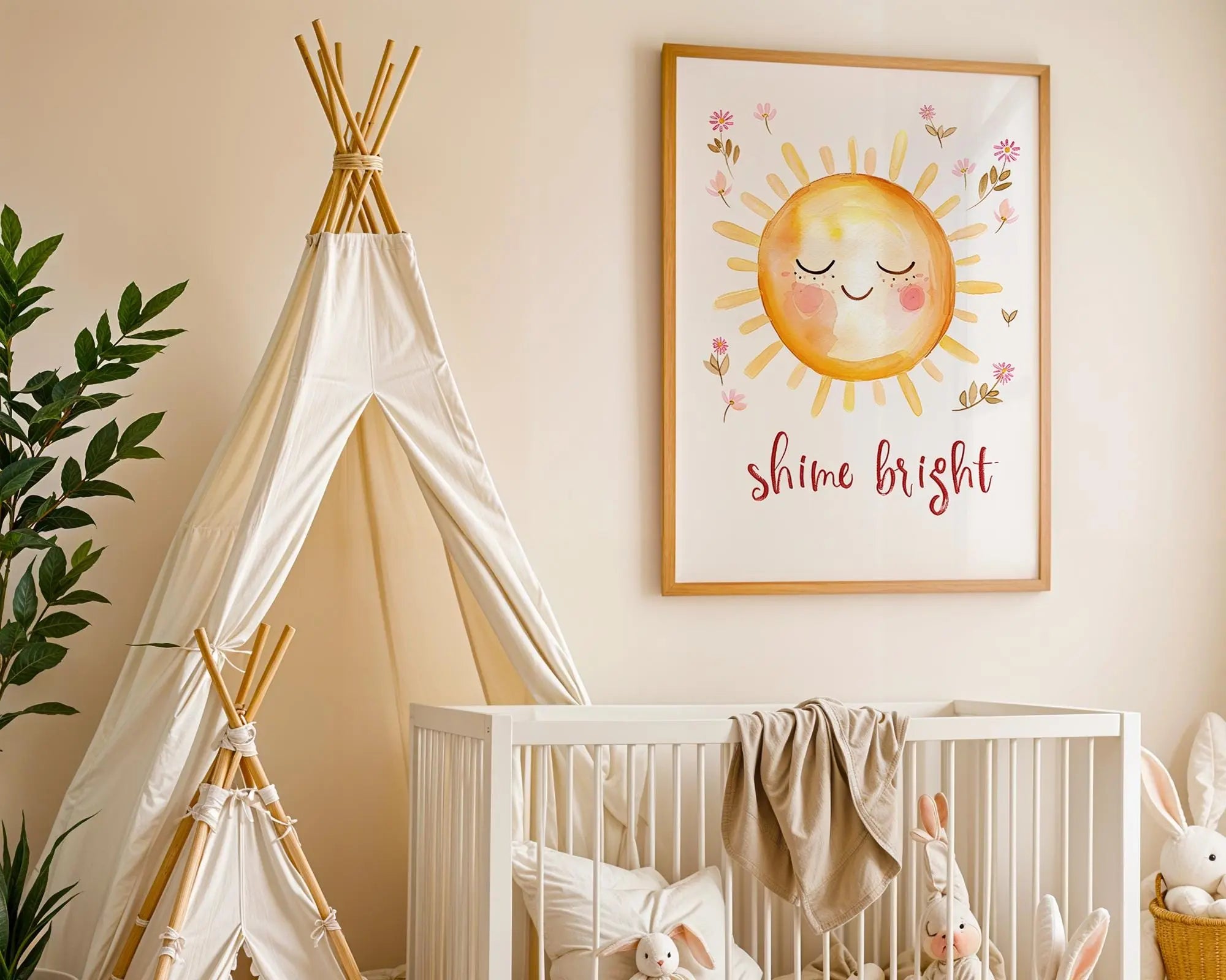 Playroom Ideas | Shine Bright Nursery Print | Sun Wall Art Baby Decor wall art print, modern home decor, unframed artwork by Nomad & Nest