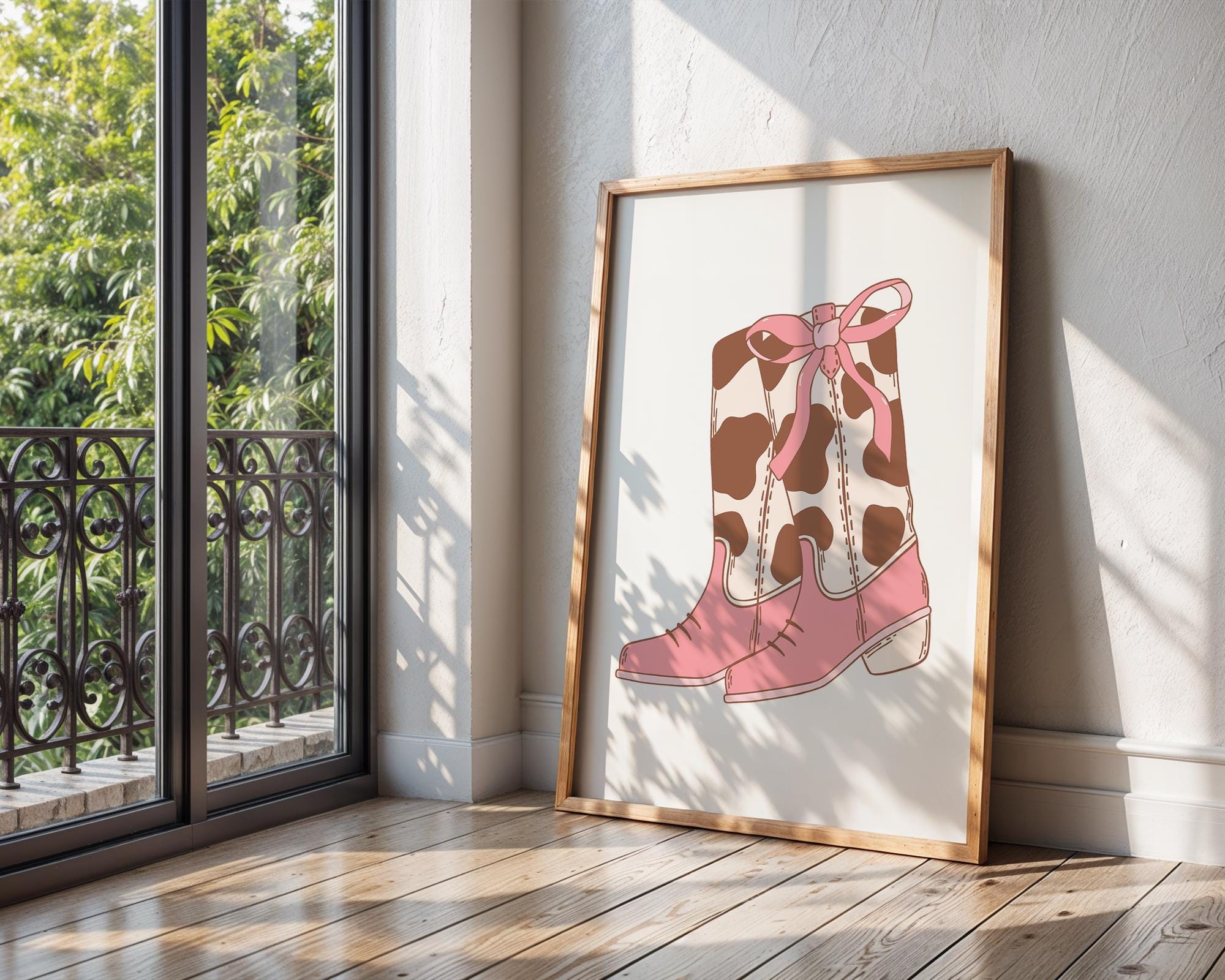 Pink Cowgirl Boots Print | Girly Western Wall Art wall art print, modern home decor, unframed artwork by Nomad & Nest