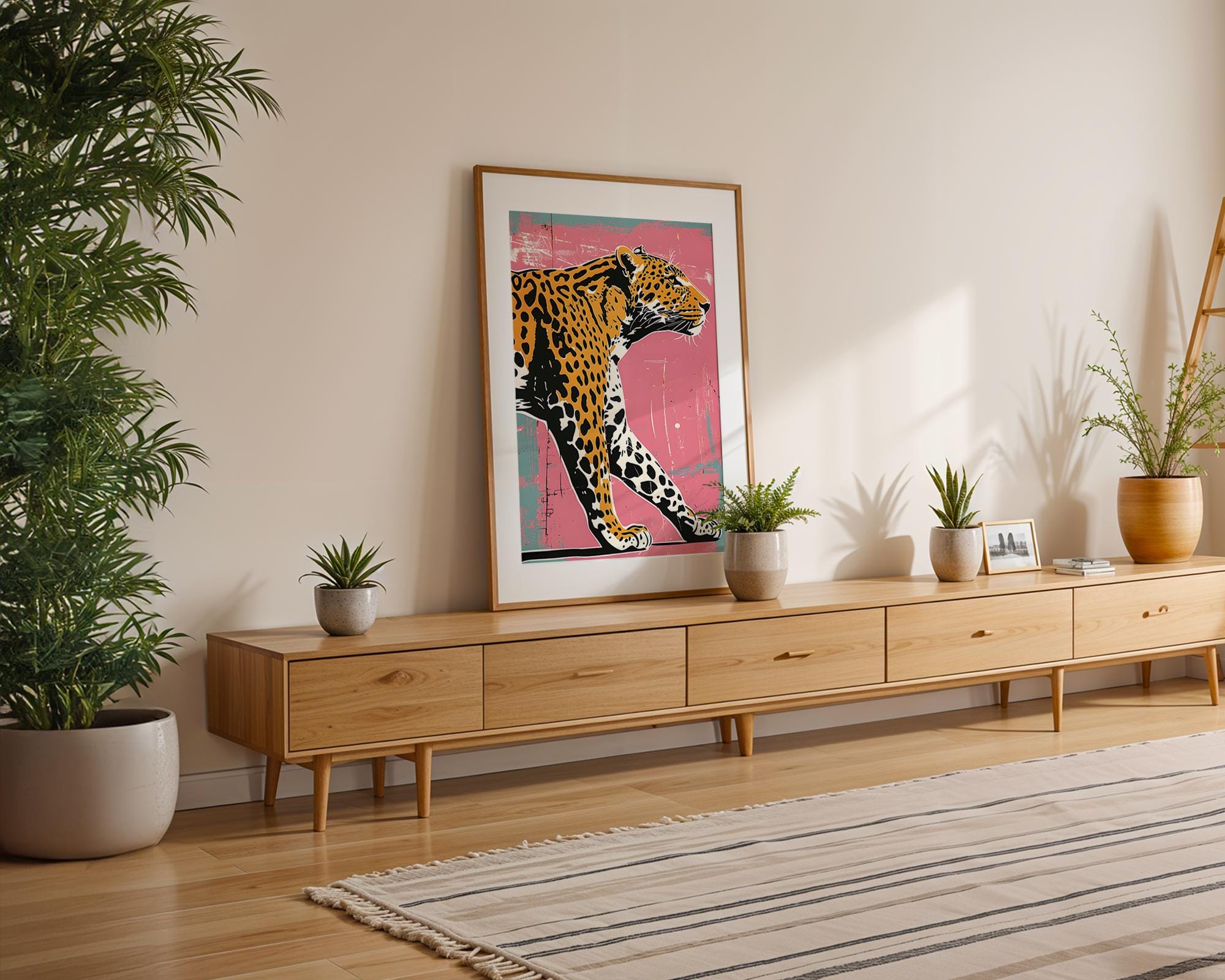 Modern Pop Art | Abstract Leopard Print | Pink, Orange, and Teal Animal Poster wall art print, modern home decor, unframed artwork by Nomad & Nest