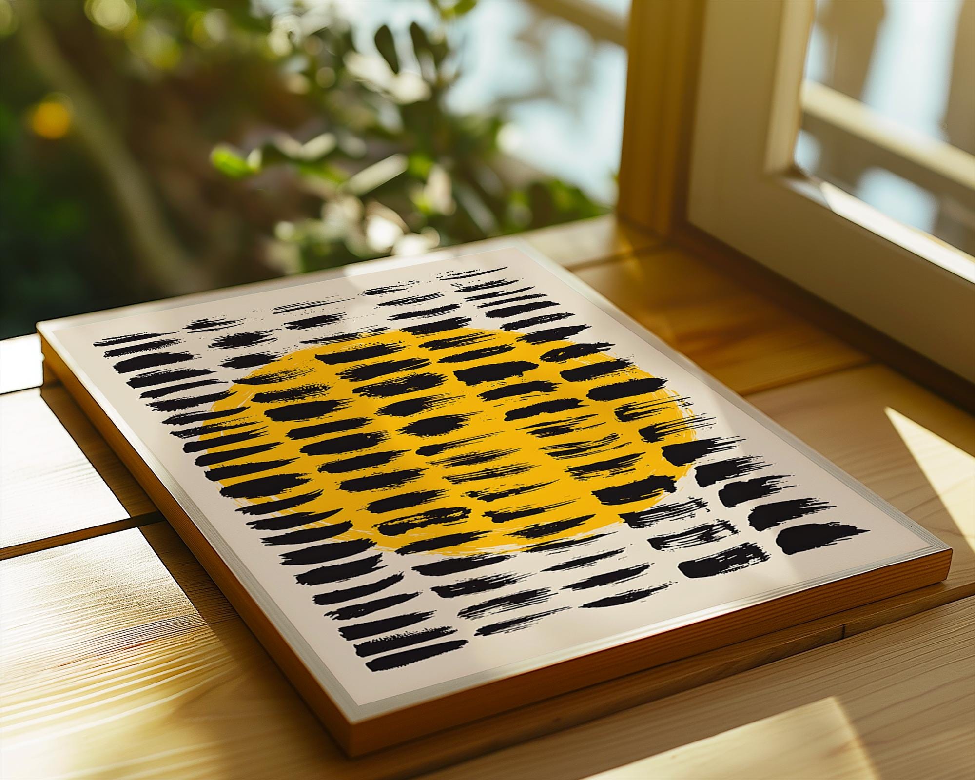 Yellow Sun Abstract Print | Modern Brushstroke Wall Art wall art print, modern home decor, unframed artwork by Nomad & Nest