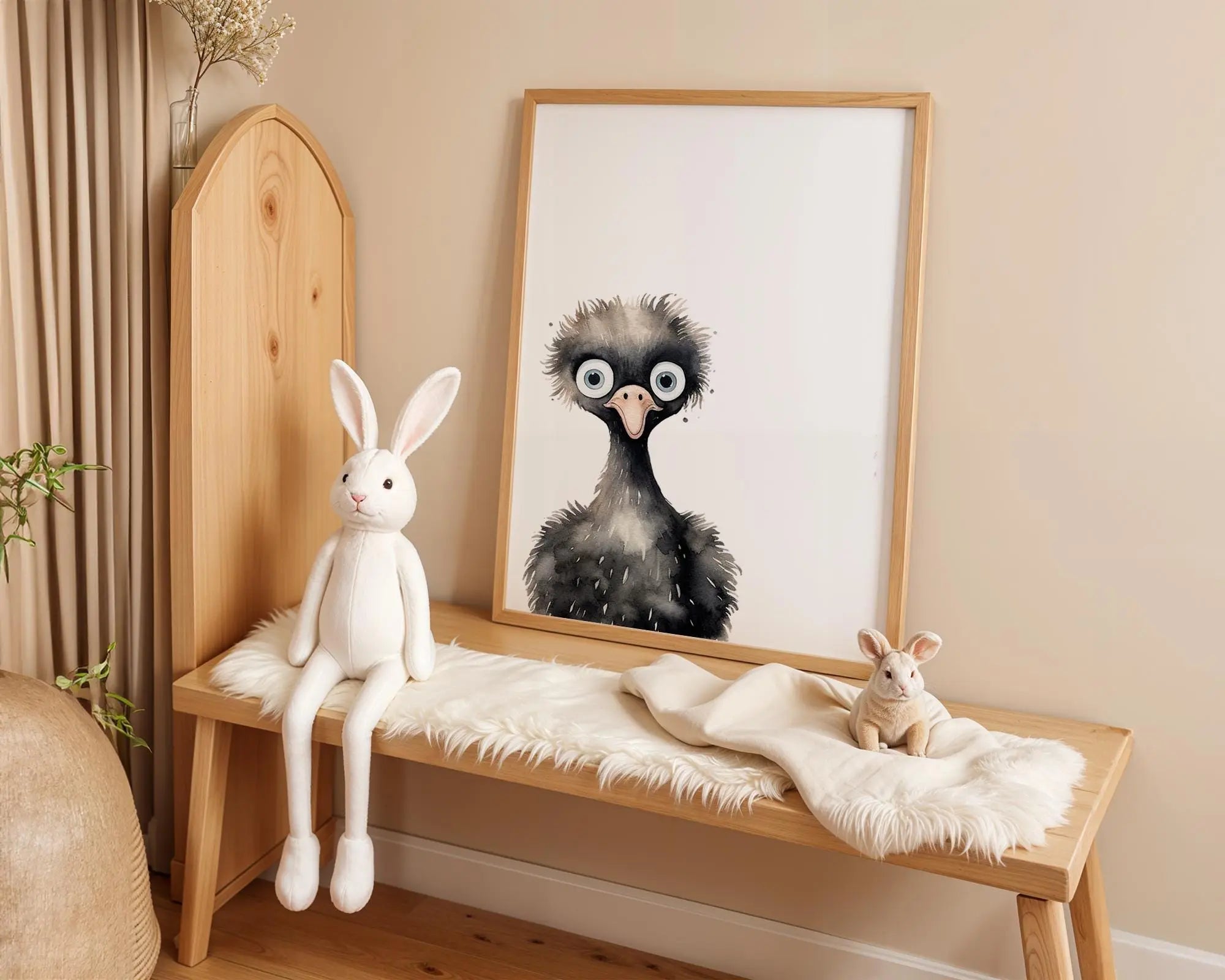 Playroom Ideas | Funny Ostrich Nursery Wall Art | Safari Animal Baby Print wall art print, modern home decor, unframed artwork by Nomad & Nest