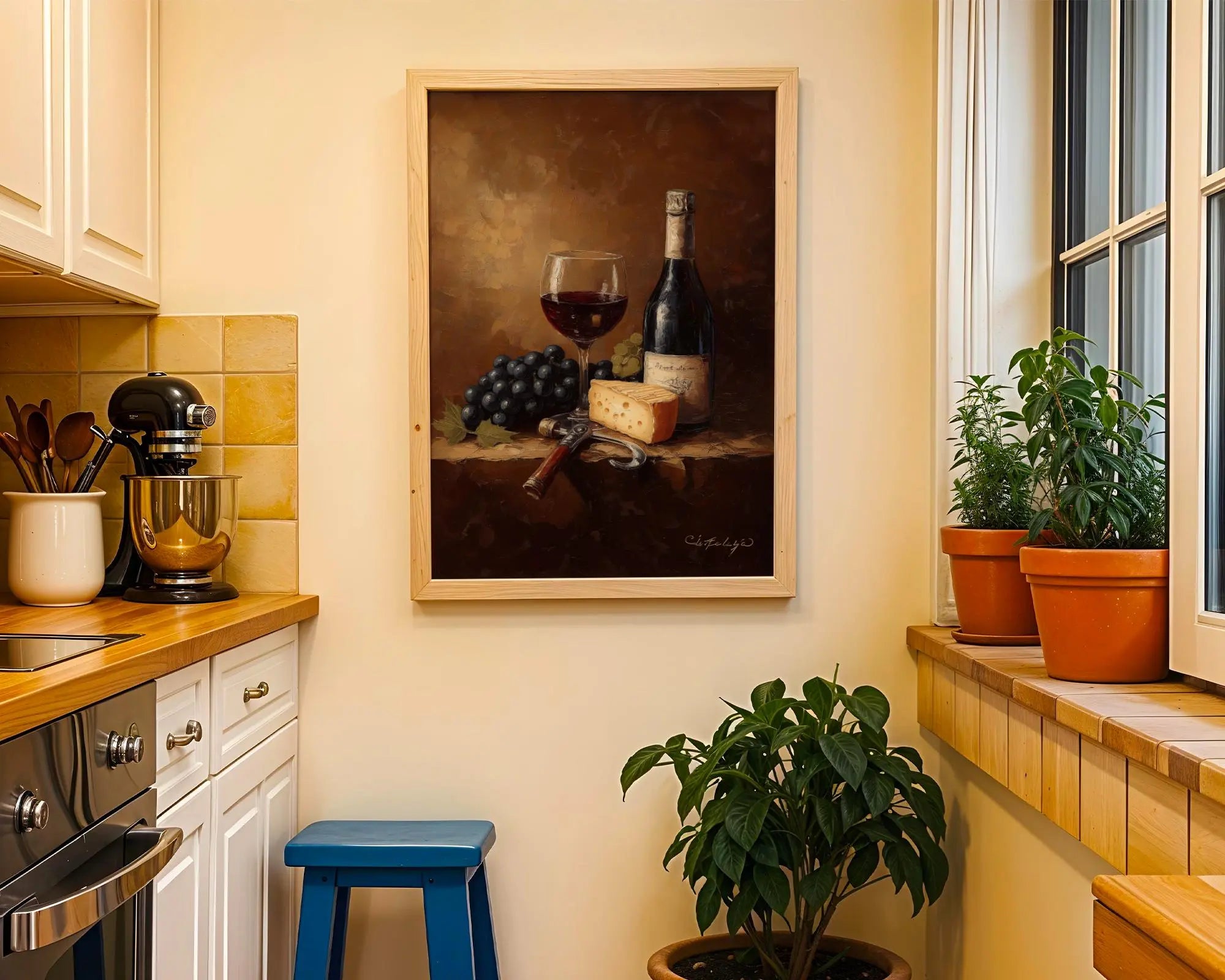 Wine and Cheese Still Life Print | Vintage Kitchen Wall Art wall art print, modern home decor, unframed artwork by Nomad & Nest
