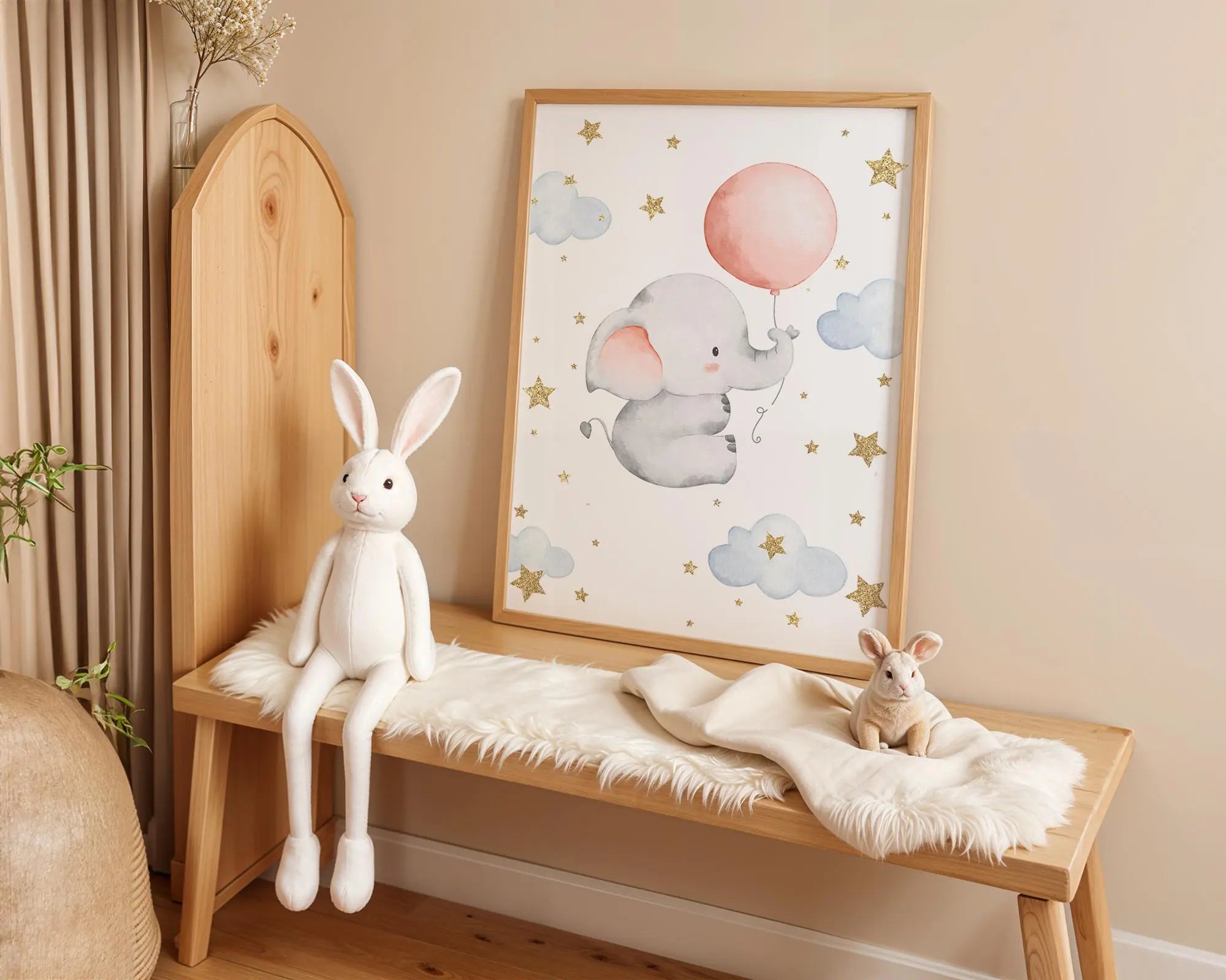 Playroom Ideas | Elephant Balloon Nursery Wall Art | Neutral Baby Decor wall art print, modern home decor, unframed artwork by Nomad & Nest