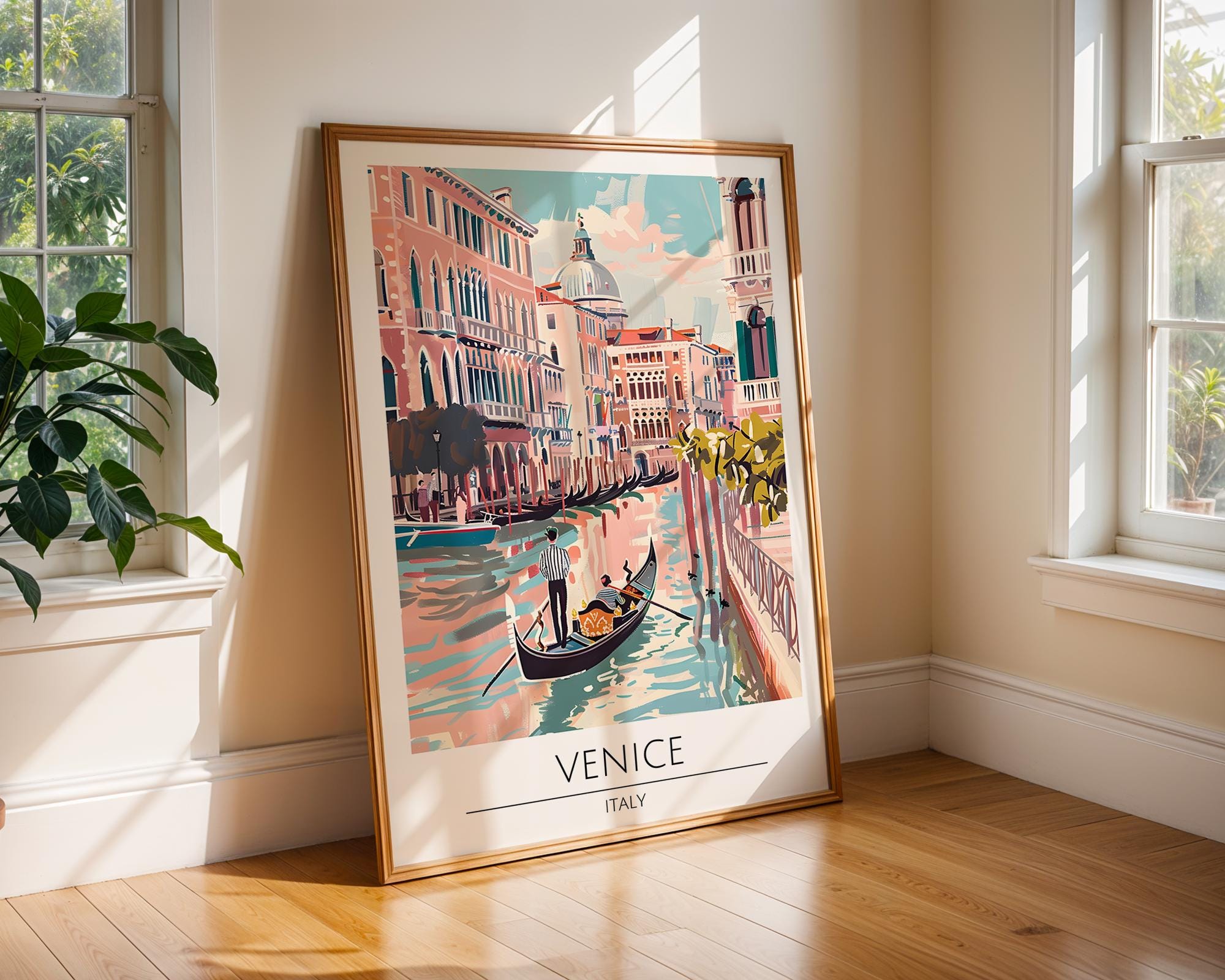 Venice Italy Travel Poster | Gondola Cityscape Art Print wall art print, modern home decor, unframed artwork by Nomad & Nest