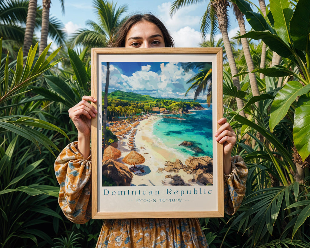 Dominican Republic Beach Print – Caribbean Travel Poster, Coastal Home Decor wall art print, modern home decor, unframed artwork by Nomad & Nest