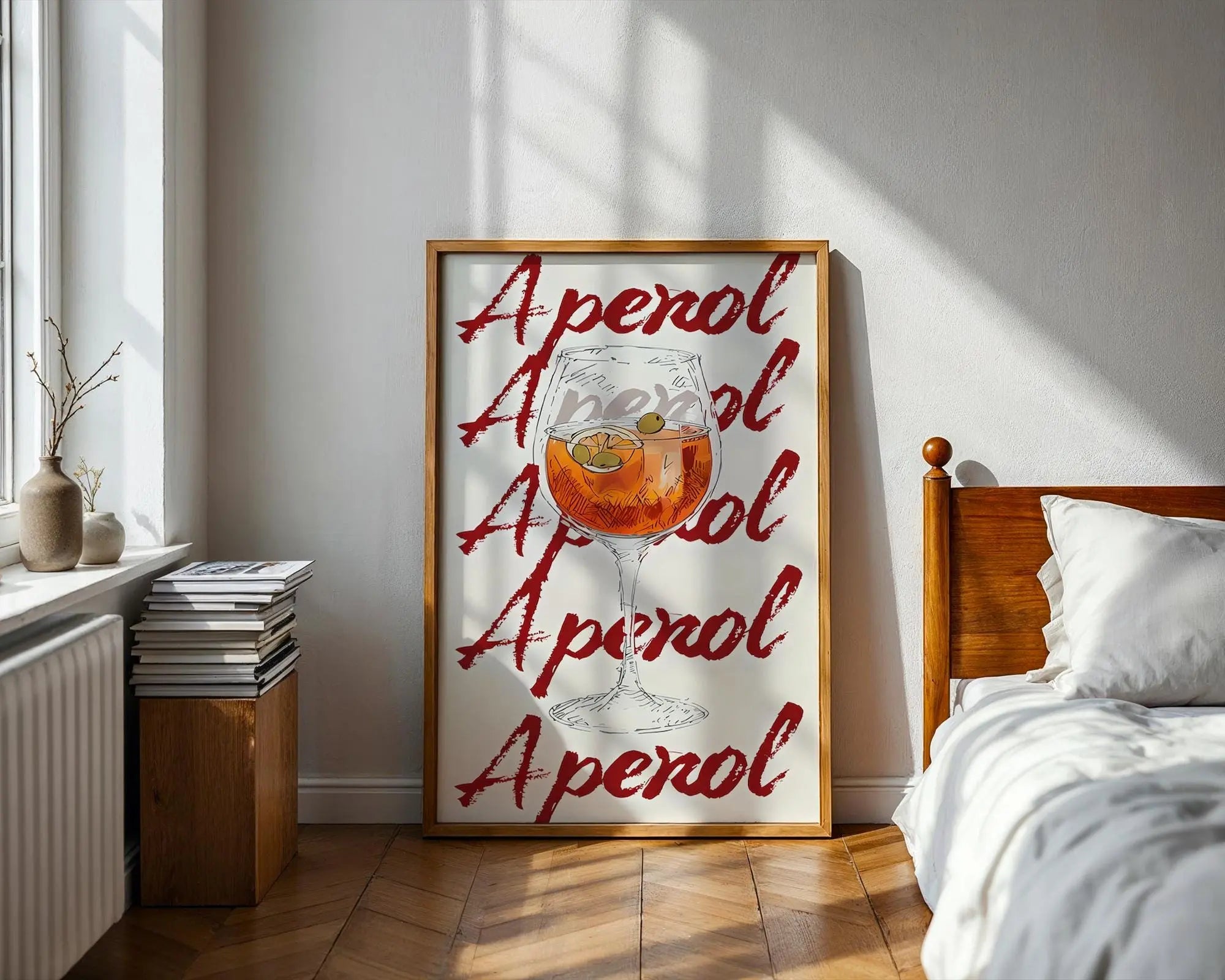 Aperol Spritz Art Print | Italian Cocktail Illustration wall art print, modern home decor, unframed artwork by Nomad & Nest