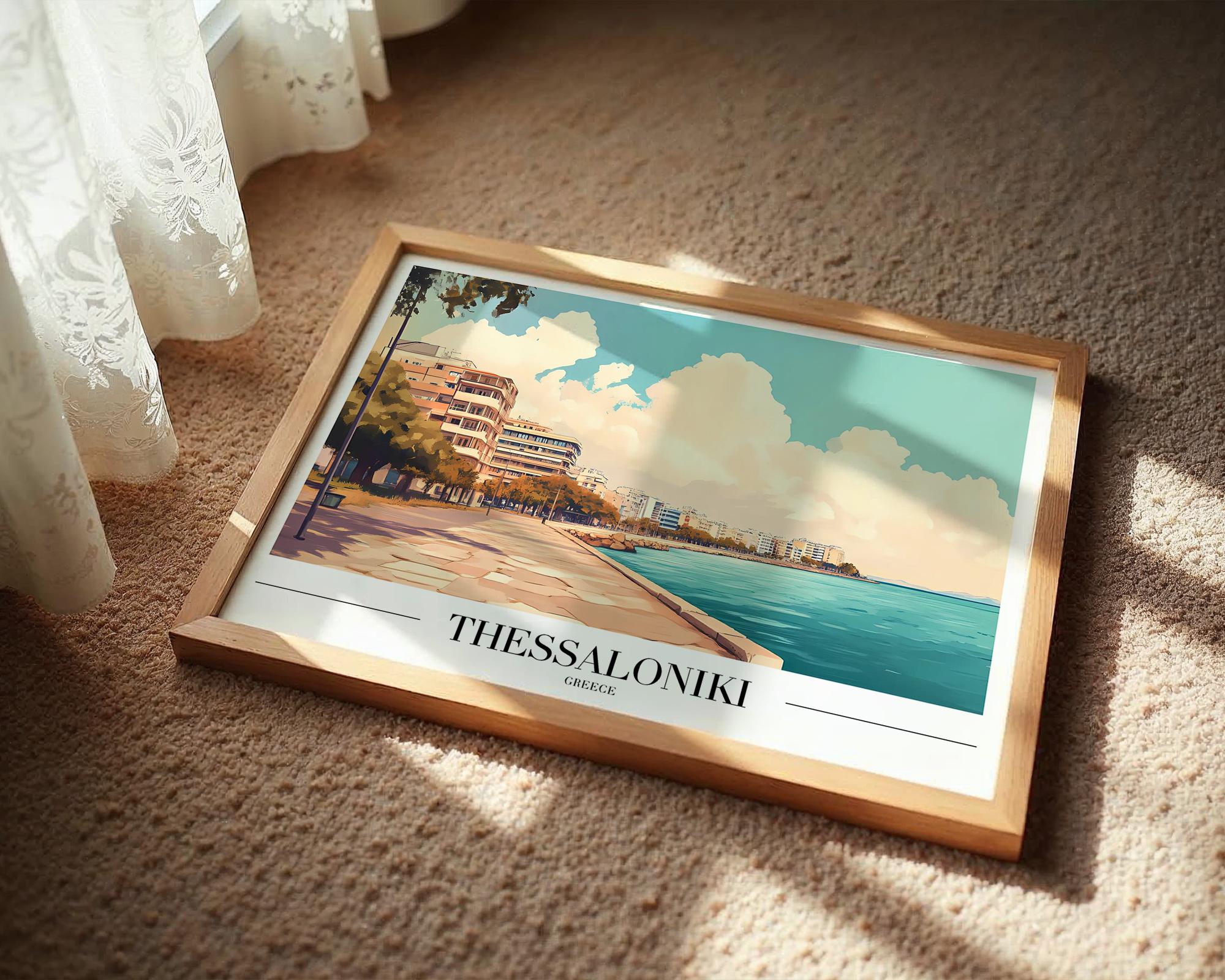 Thessaloniki Greece Travel Poster | Coastal Seaside Art Print wall art print, modern home decor, unframed artwork by Nomad & Nest