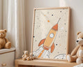 Playroom Ideas | Rocket Nursery Wall Art | Space Theme Baby Room Print wall art print, modern home decor, unframed artwork by Nomad & Nest