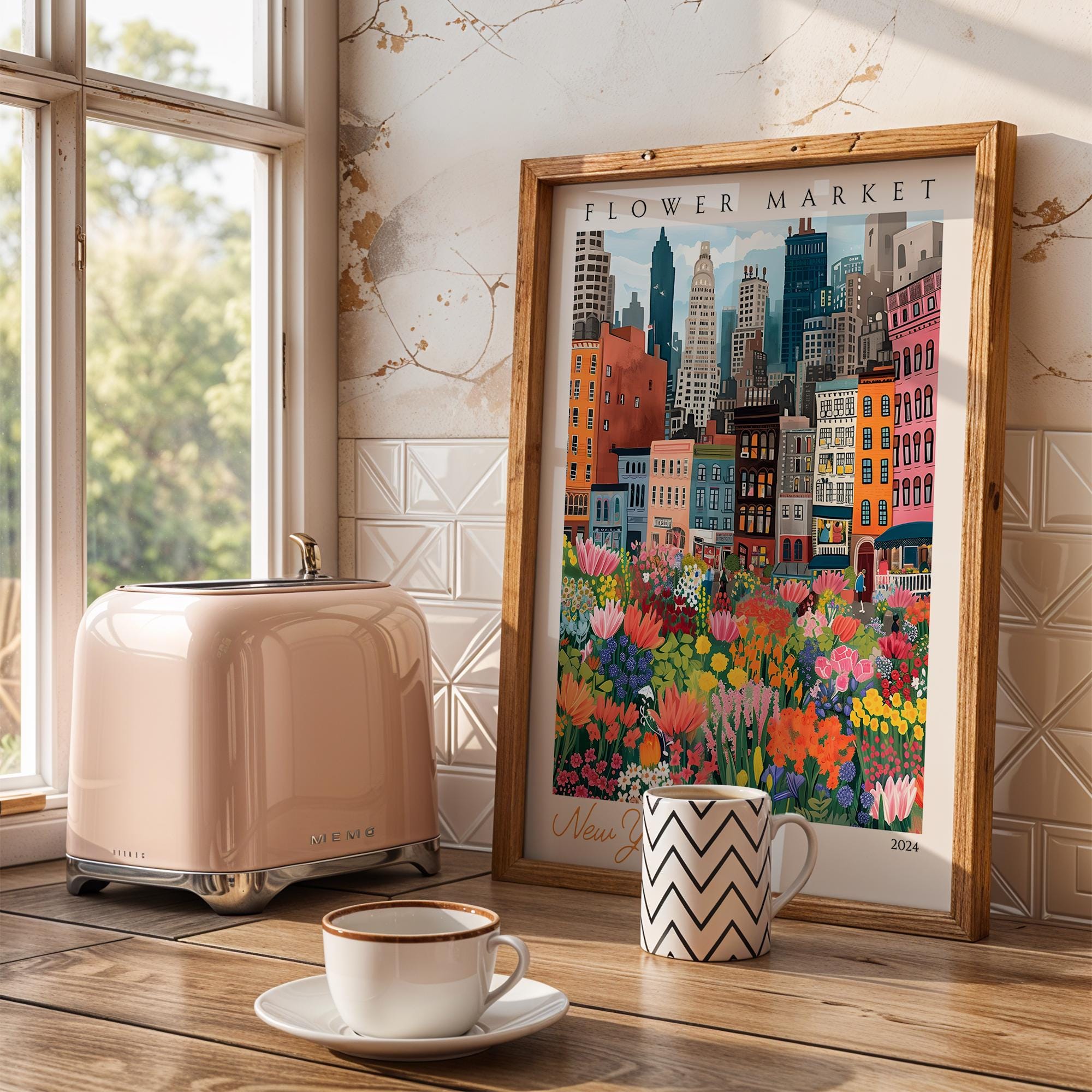 NYC Flower Market Poster | Colorful Botanical Print wall art print, modern home decor, unframed artwork by Nomad & Nest