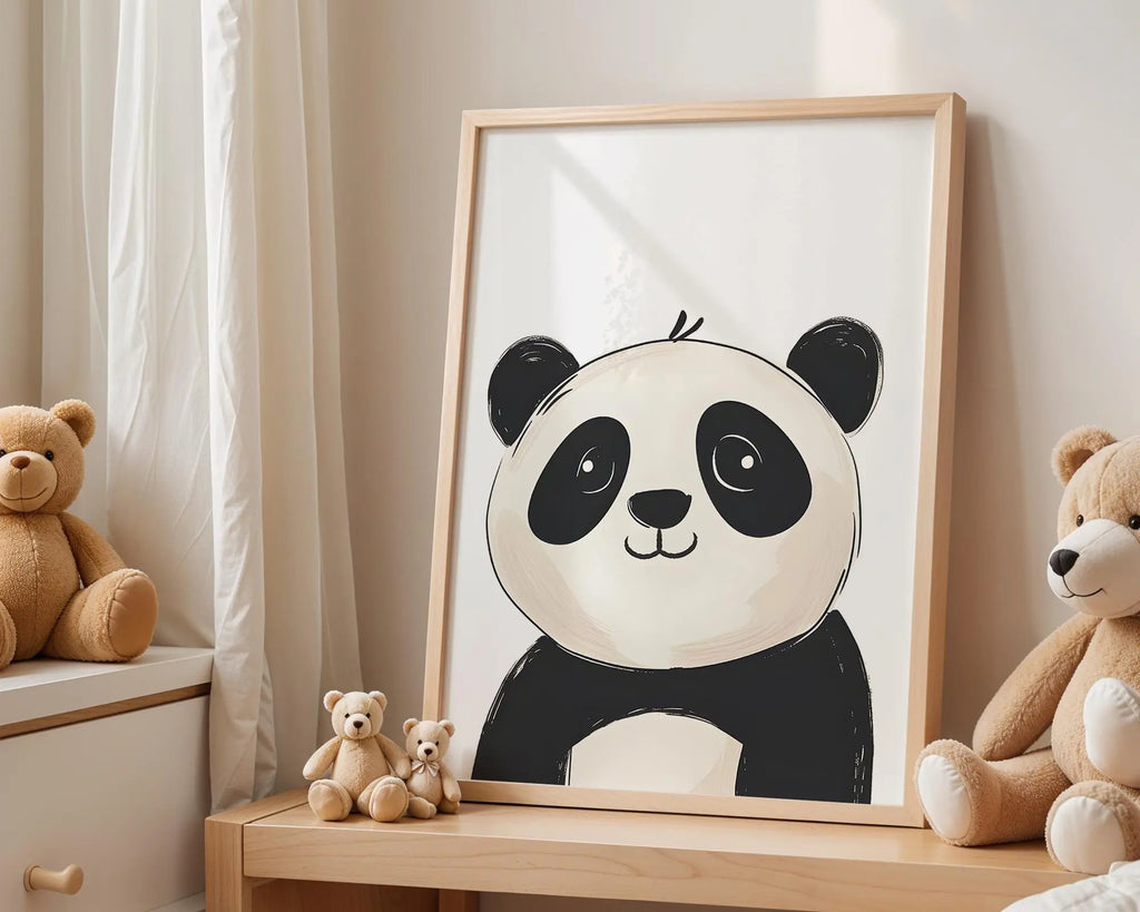 Playroom Ideas | Sweet Panda Nursery Wall Art | Neutral Animal Baby Print wall art print, modern home decor, unframed artwork by Nomad & Nest
