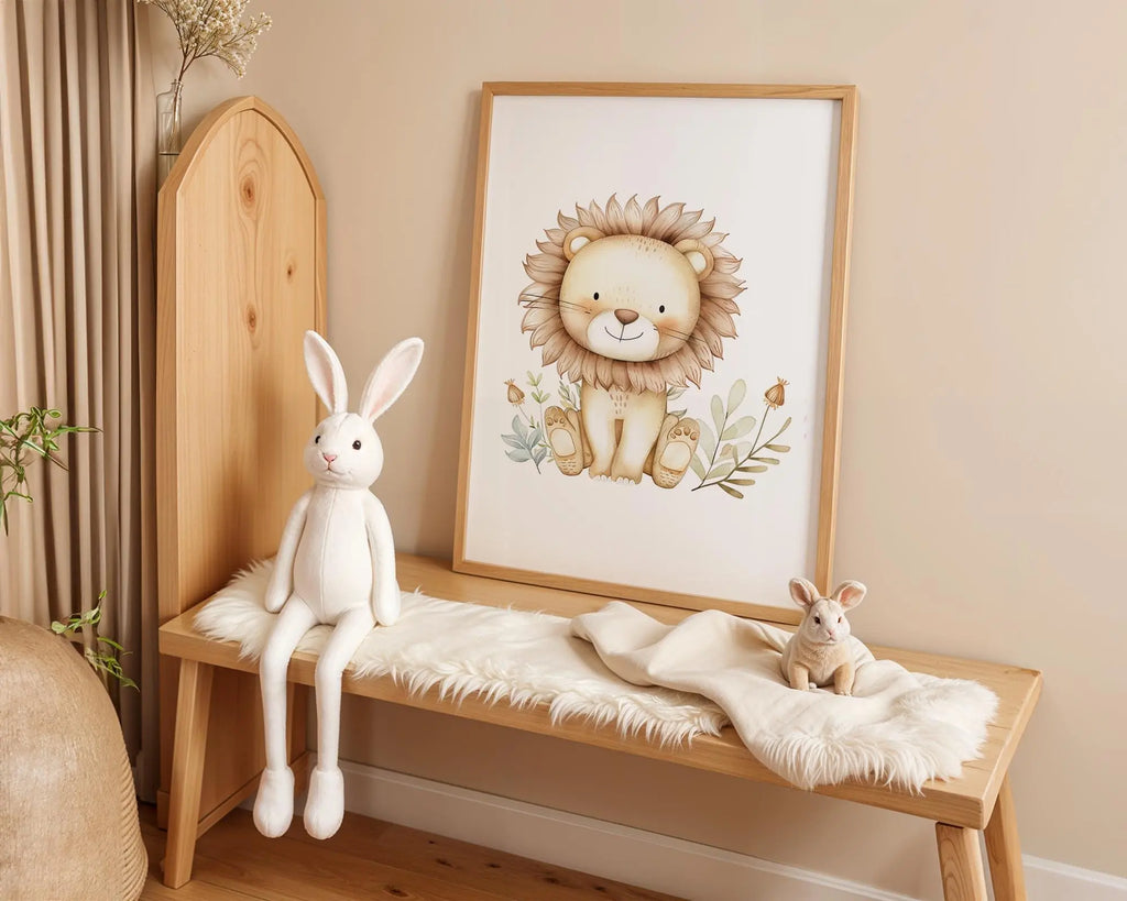 Playroom Ideas | Lion Cub Nursery Wall Art | Neutral Safari Baby Decor wall art print, modern home decor, unframed artwork by Nomad & Nest
