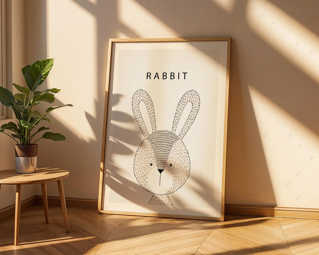 Rabbit Nursery Art Print | Scandinavian Kids Room Decor wall art print, modern home decor, unframed artwork by Nomad & Nest