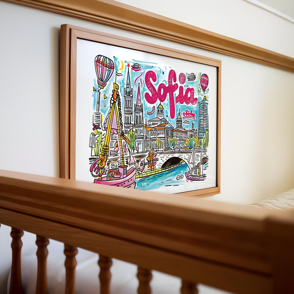 Sofia Bulgaria Art Print | Colorful European Travel Poster wall art print, modern home decor, unframed artwork by Nomad & Nest