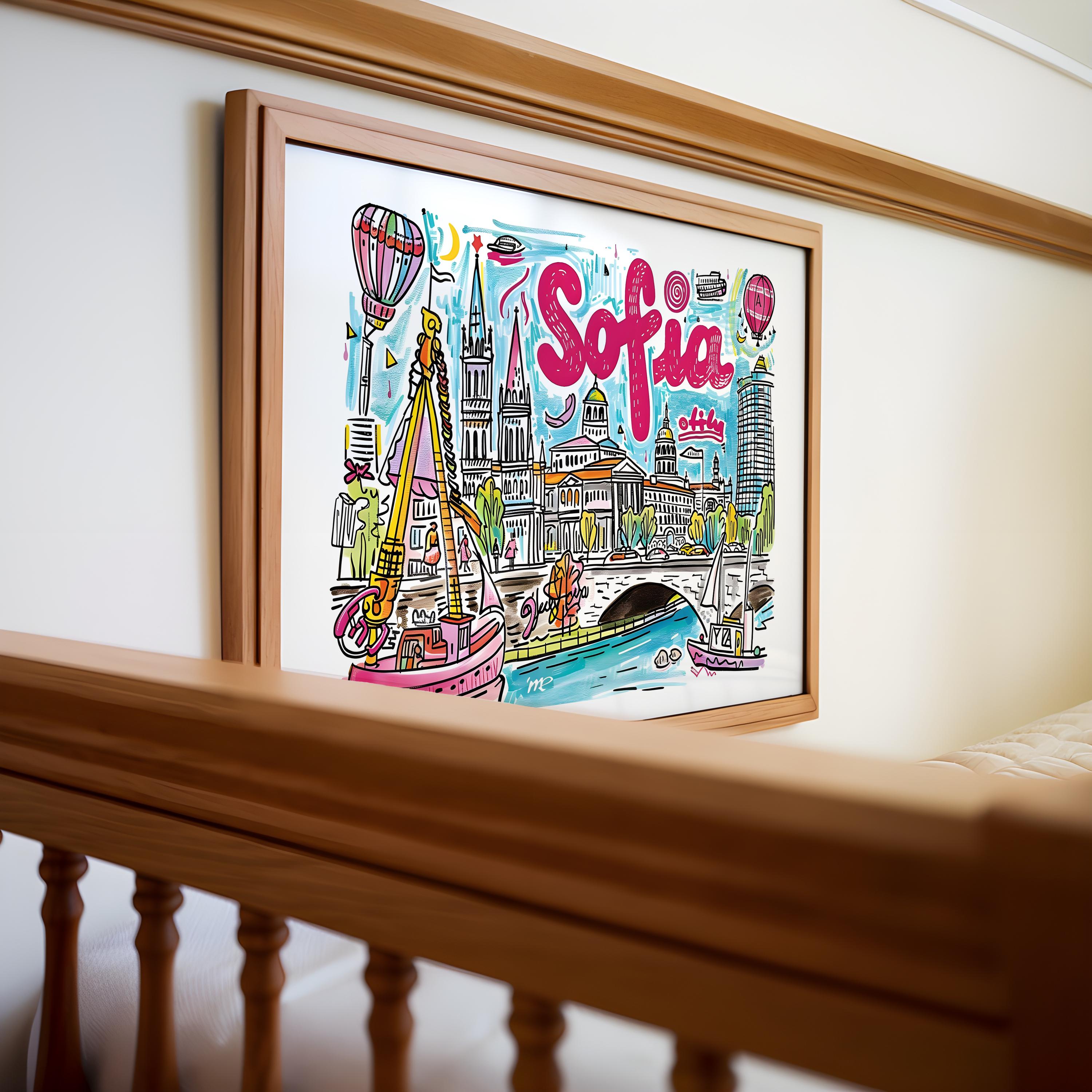 Sofia Bulgaria Art Print | Colorful European Travel Poster wall art print, modern home decor, unframed artwork by Nomad & Nest