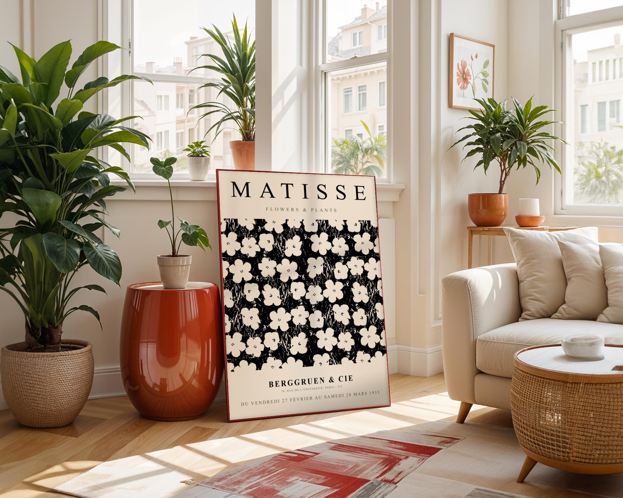 Henri Matisse Print | Flower  | Black and White Floral Art Poster wall art print, modern home decor, unframed artwork by Nomad & Nest