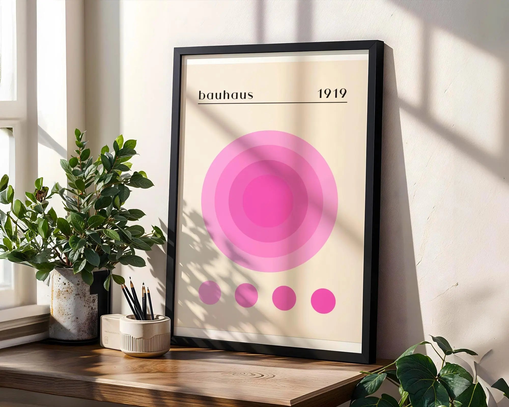 Bauhaus Poster Circle Art Print | Pink Geometric Shapes wall art print, modern home decor, unframed artwork by Nomad & Nest