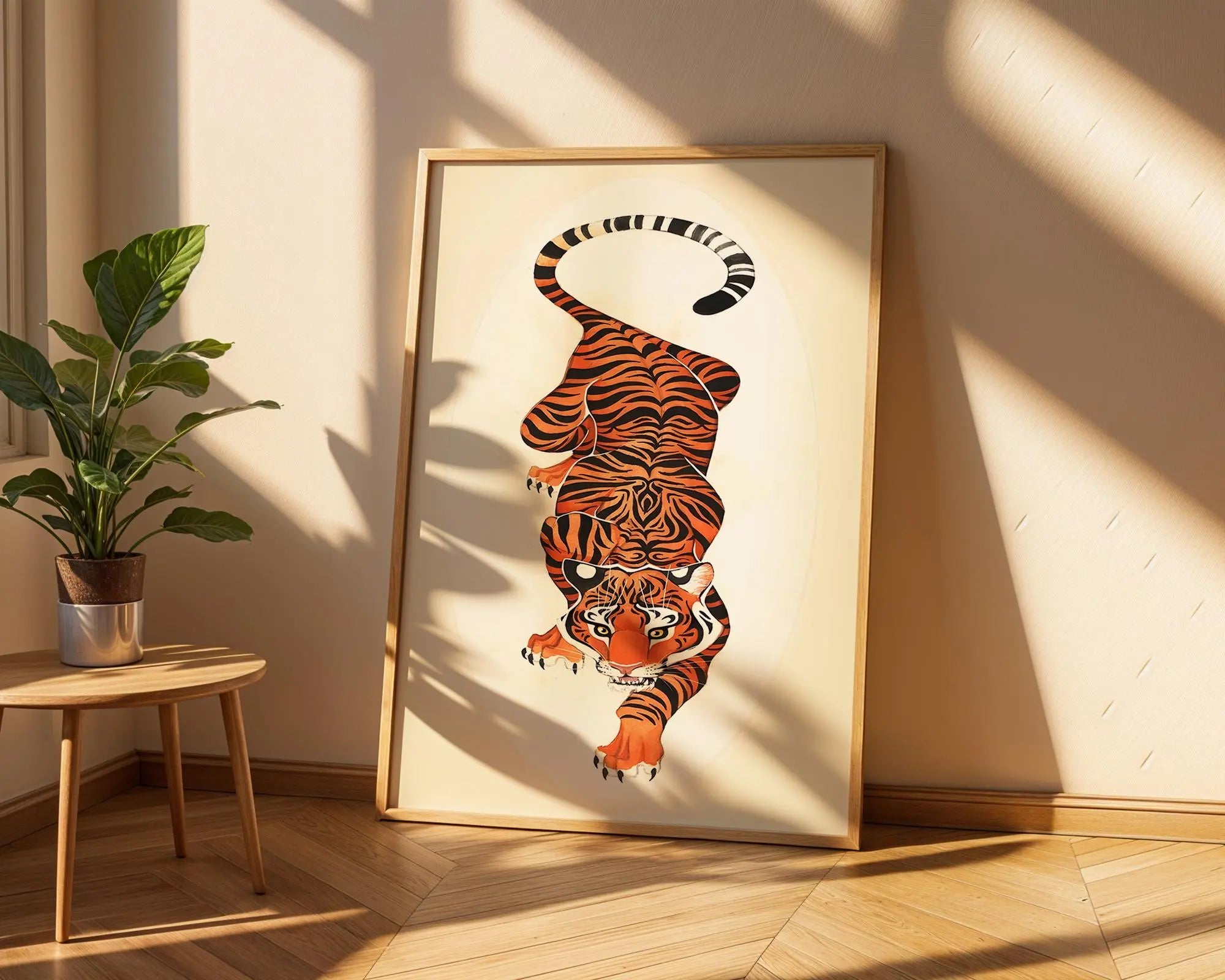 Japanese Tiger Art Print | Vintage Tattoo Style Animal Poster wall art print, modern home decor, unframed artwork by Nomad & Nest
