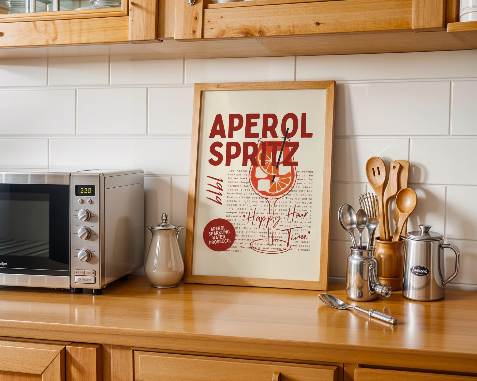 Aperol Spritz Cocktail Art Print • Retro Italian Bar Decor wall art print, modern home decor, unframed artwork by Nomad & Nest