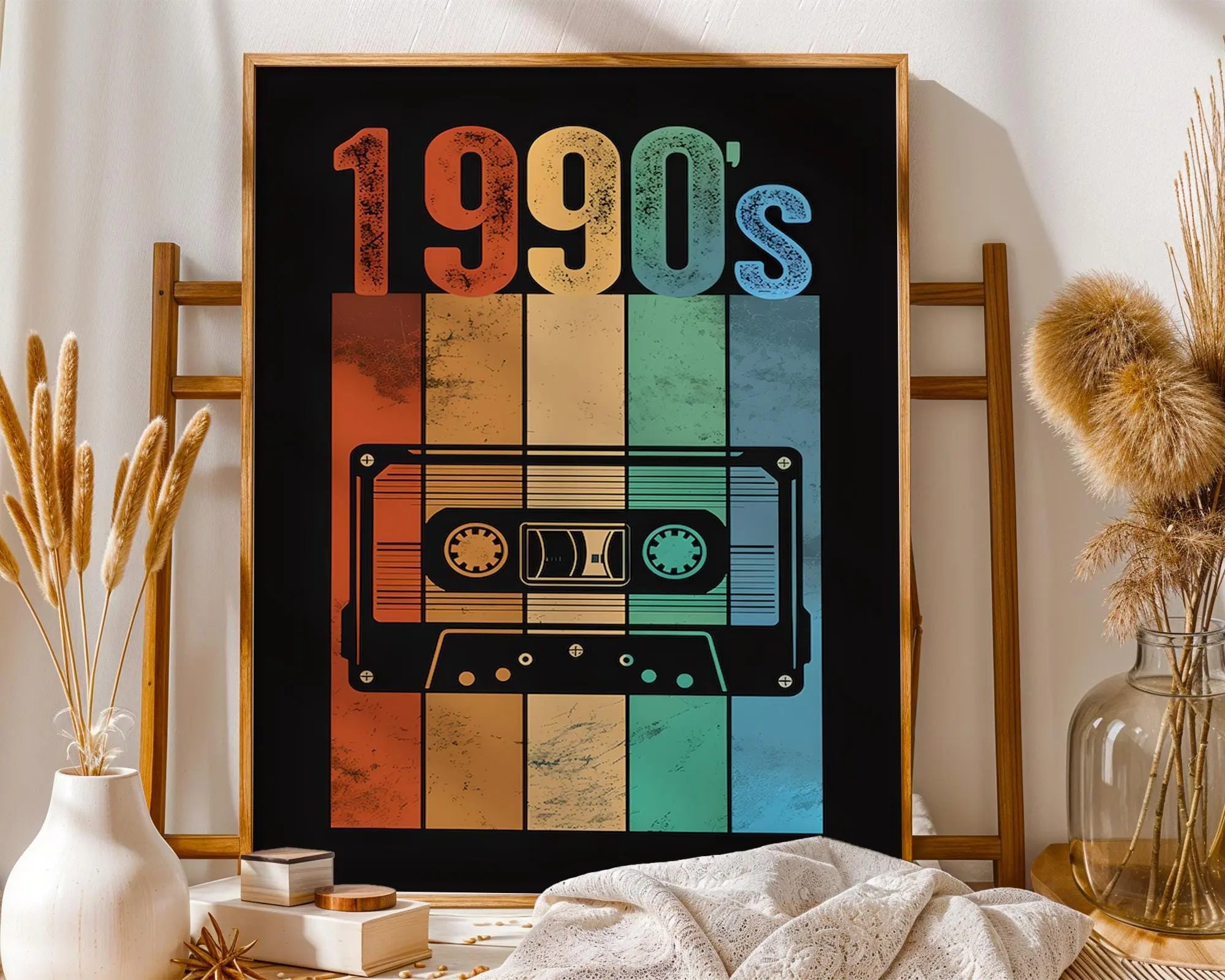 1990s Cassette Tape Art Print | Retro Music Poster wall art print, modern home decor, unframed artwork by Nomad & Nest