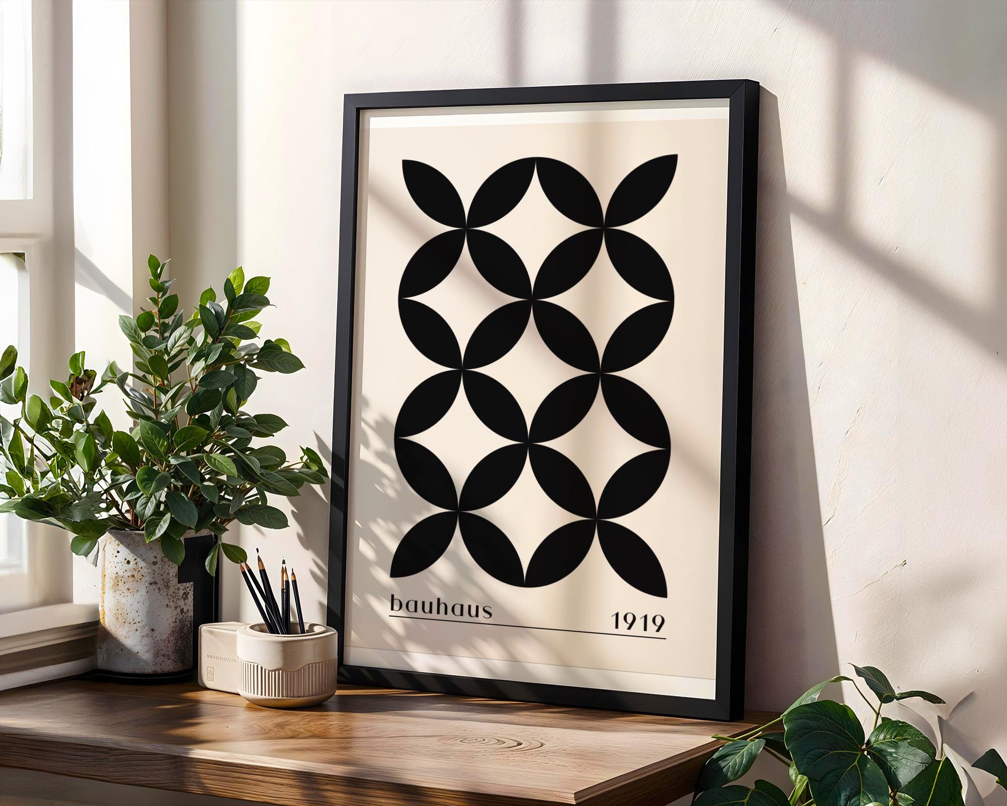 Bauhaus Poster Art Print | Minimalist Black and White Geometric wall art print, modern home decor, unframed artwork by Nomad & Nest