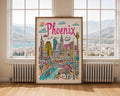 Phoenix Arizona Travel Poster | Colorful Cityscape Art Print wall art print, modern home decor, unframed artwork by Nomad & Nest