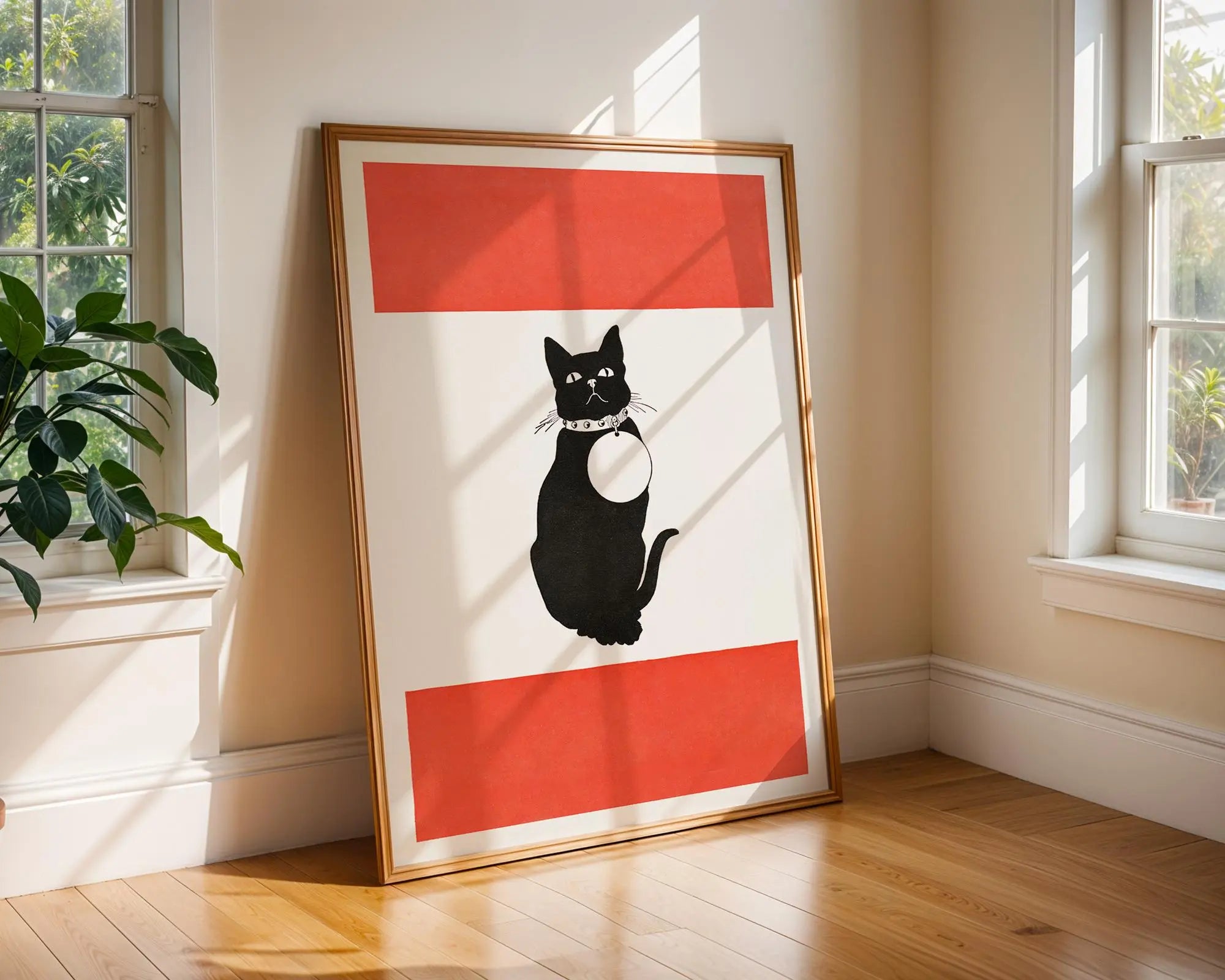 Minimalist Black Cat Art Print | Modern Animal Illustration, Nursery Décor wall art print, modern home decor, unframed artwork by Nomad & Nest