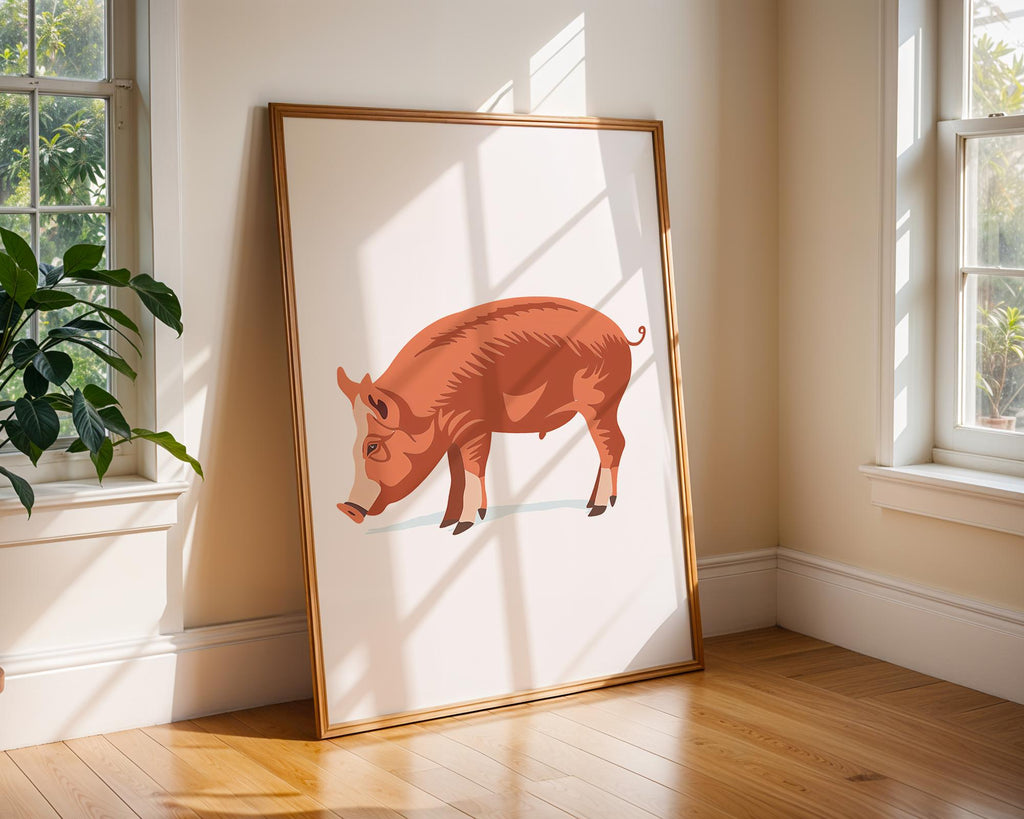 Red Pig Art Print, Modern Farmhouse Decor wall art print, modern home decor, unframed artwork by Nomad & Nest
