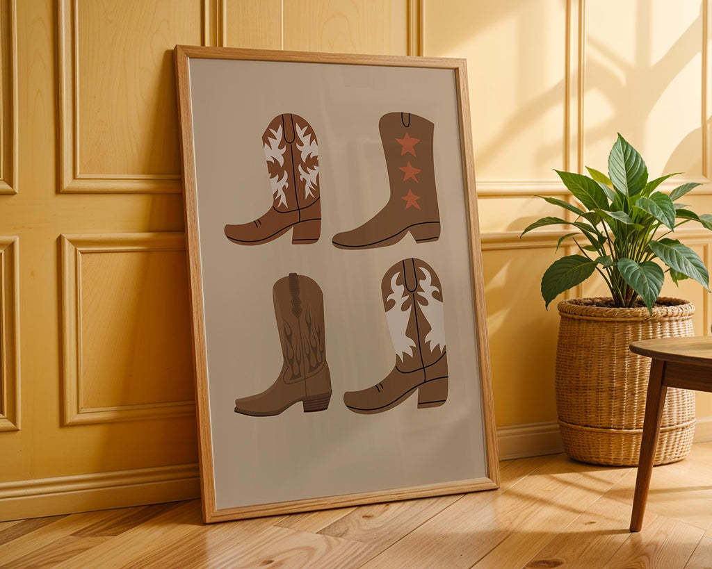 Cowboy Boots Print Set | Neutral Western Farmhouse Art wall art print, modern home decor, unframed artwork by Nomad & Nest