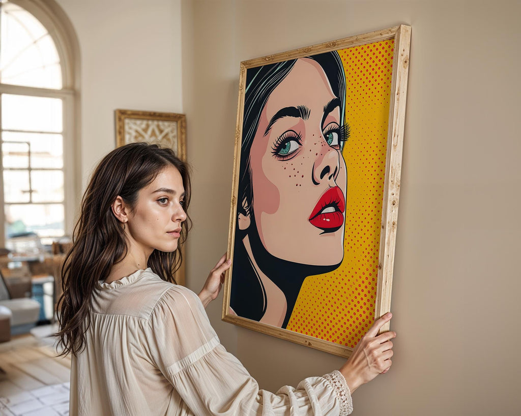 Modern Pop Art | Woman Portrait | Retro Comic Style  Print wall art print, modern home decor, unframed artwork by Nomad & Nest