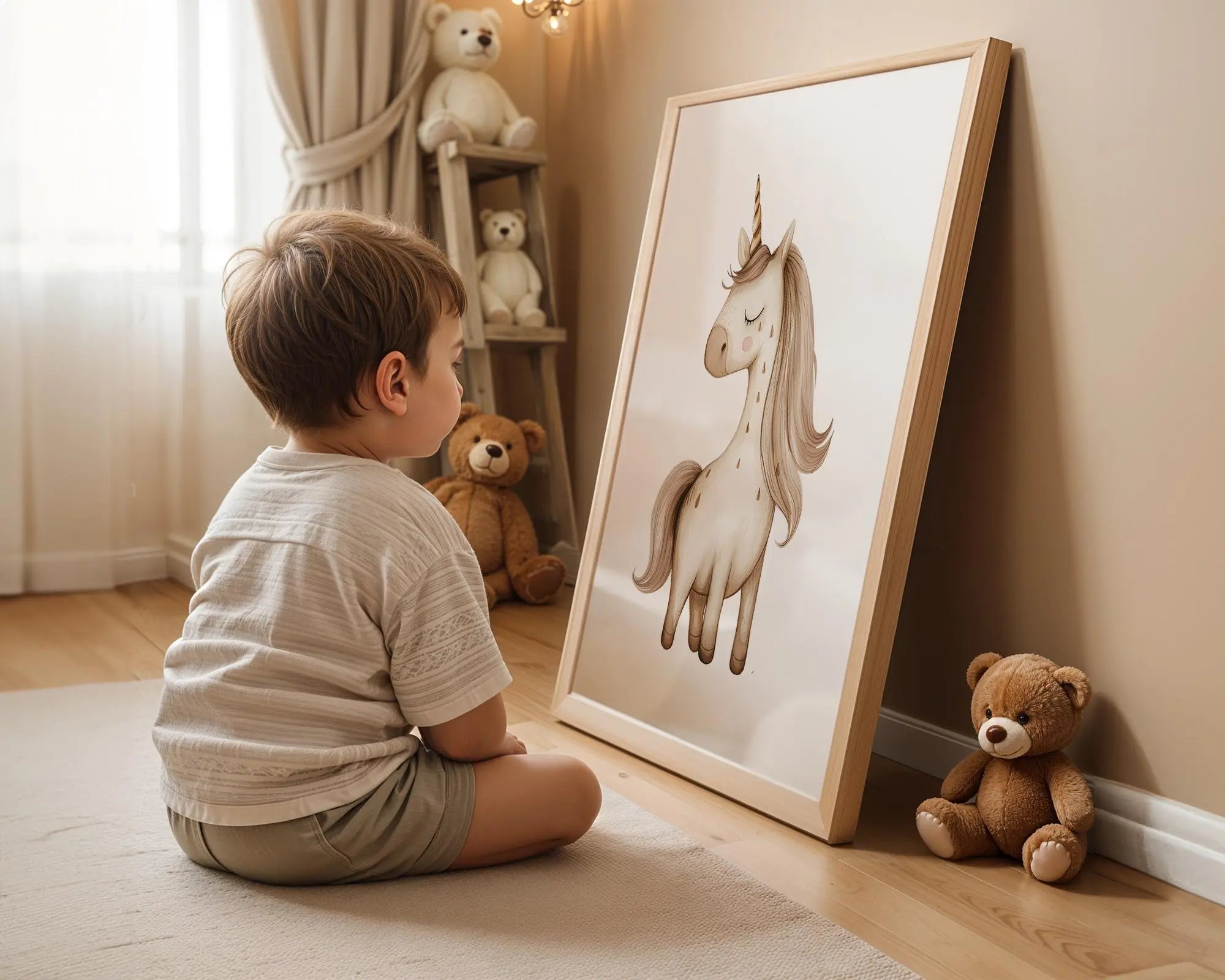 Playroom Ideas | Dreamy Unicorn Nursery Wall Art | Magical Baby Room Print wall art print, modern home decor, unframed artwork by Nomad & Nest