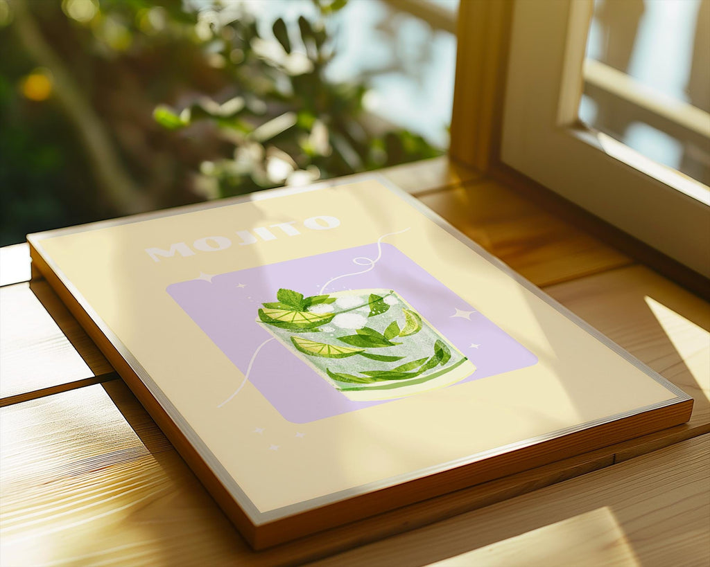 Mojito Cocktail Art Print | Tropical Bar Decor wall art print, modern home decor, unframed artwork by Nomad & Nest