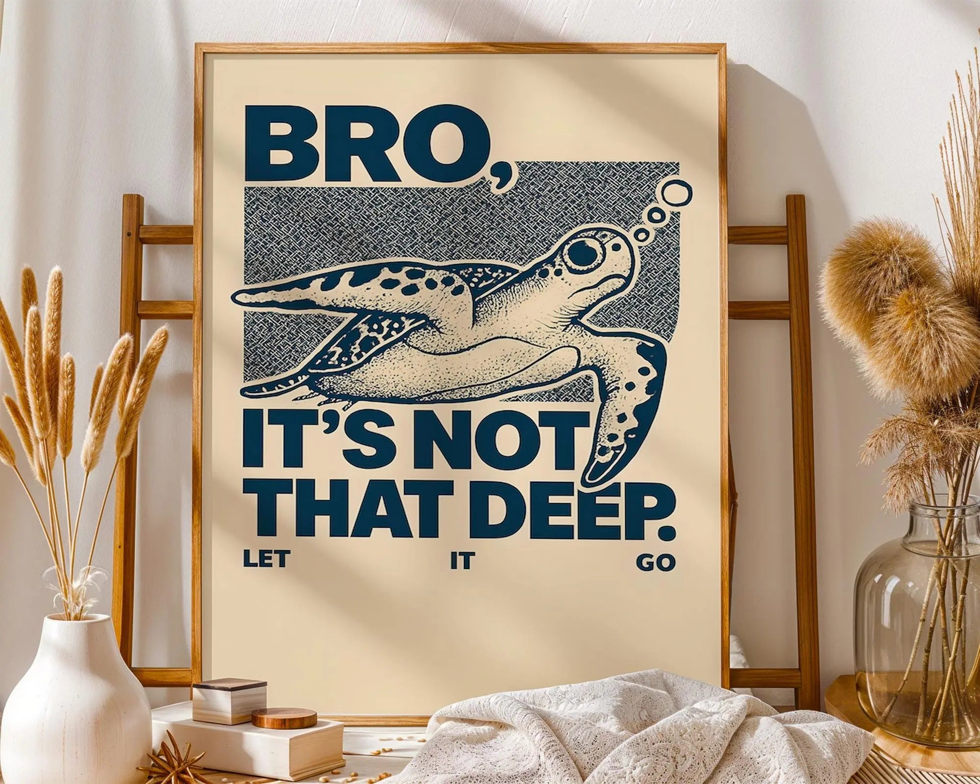Bro Turtle Art Print | Funny Chill Life Decor wall art print, modern home decor, unframed artwork by Nomad & Nest